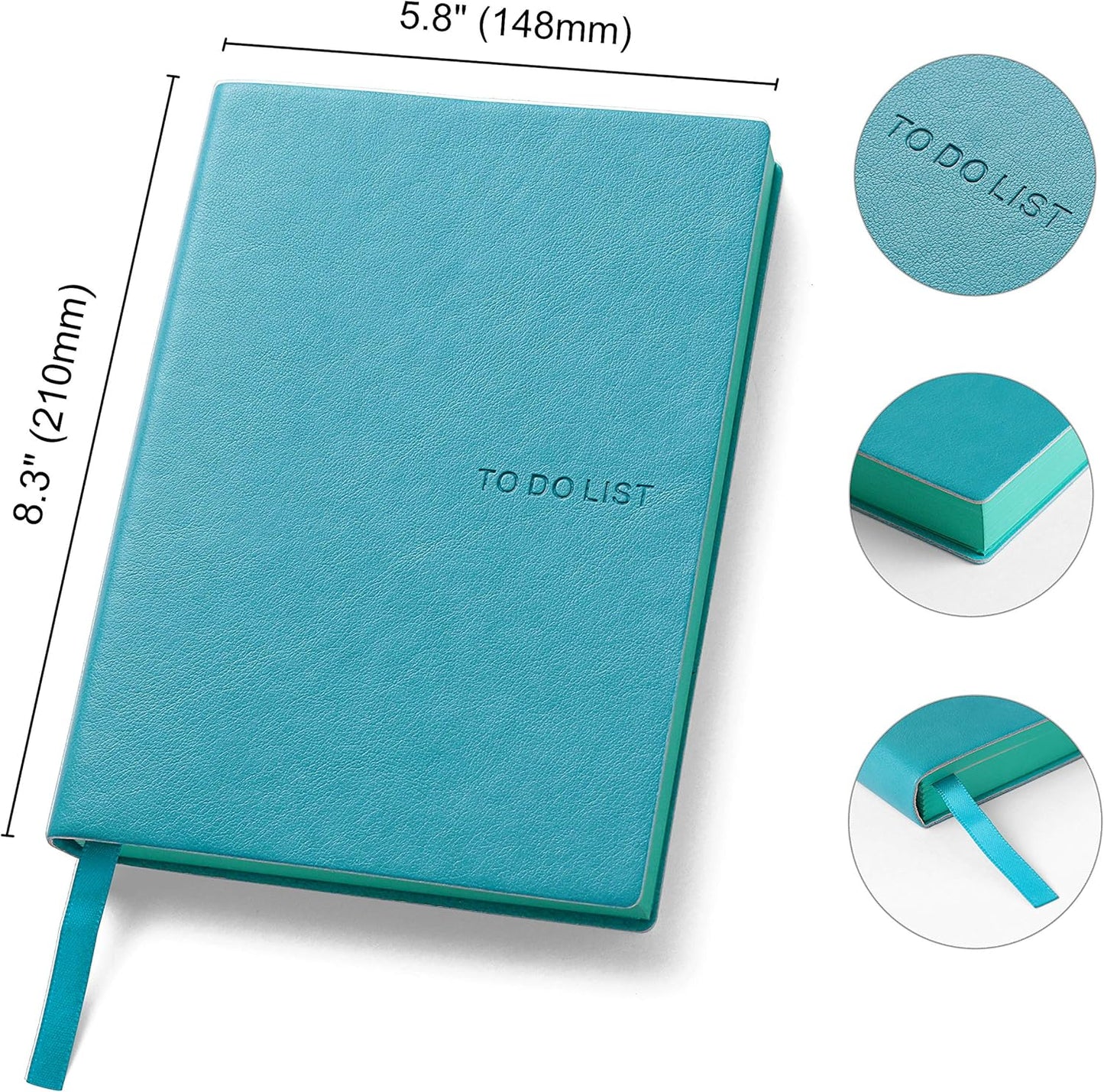 Daily to Do Checklist Notebook, Task Management, Organizer Planner, Hardcover, Ribbon Bookmark, 5.8 x 8.3”, A5 size, 110 Sheets (Blue)