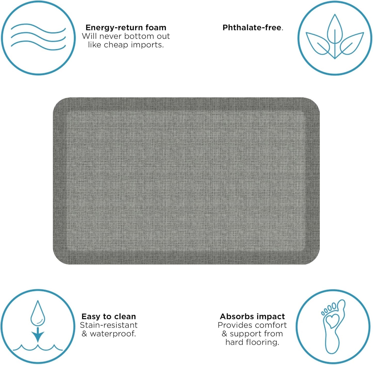 NewLife by GelPro Decorative Foam Floor Mat, 20" x 32", Patina Grey