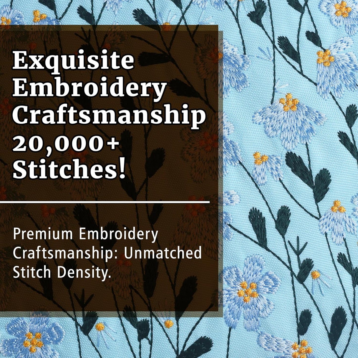 LParkin Daisy Flower Embroidery Book Sleeve with Zipper for Readers Protector Cover Gift for Book Lovers, 11x 8.5 Inch Washable Fabric, Daisy Blue