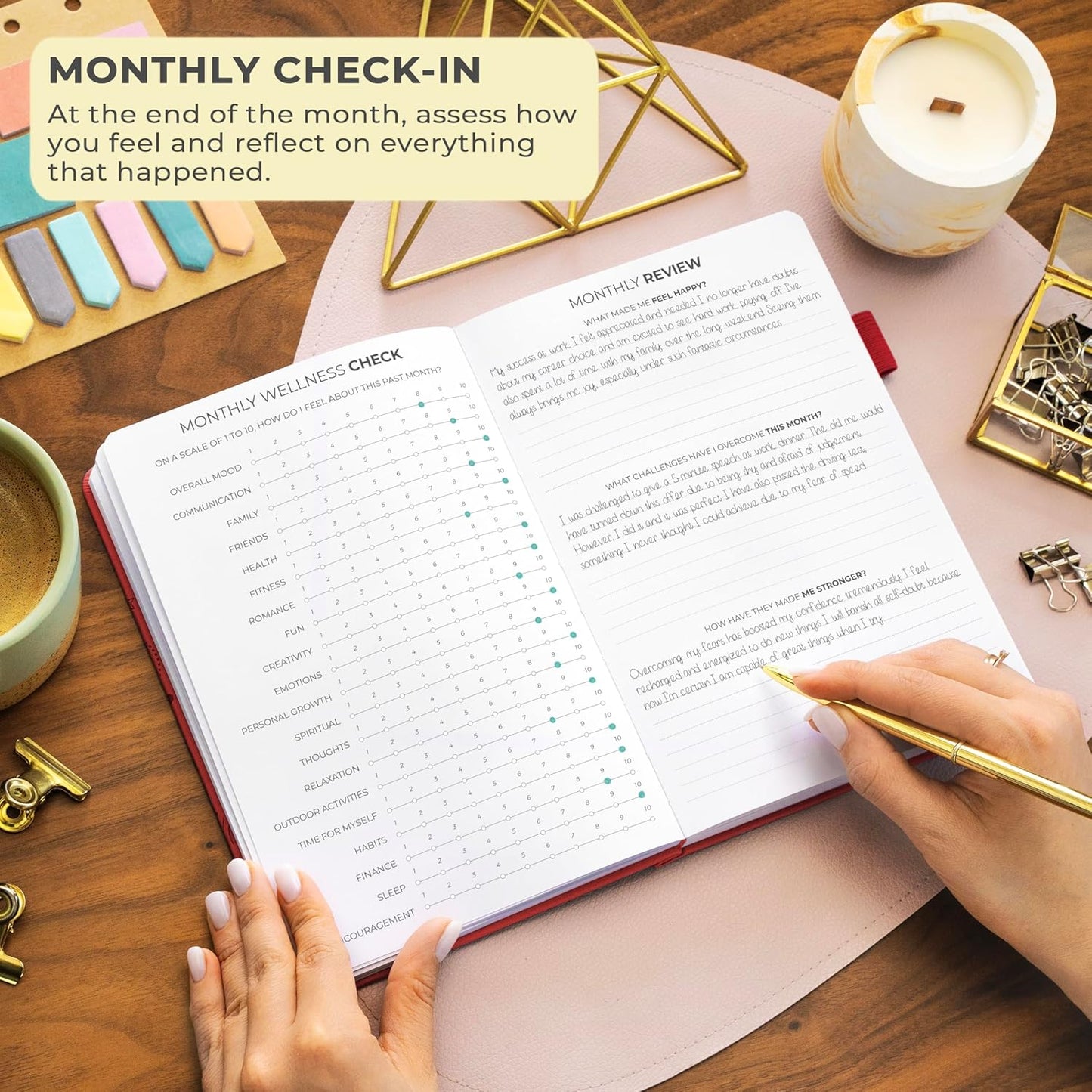 Clever Fox Gratitude Journal – Happiness, Positivity & Affirmation Daily Journal – Inspirational Daily Notebook – 3 Months, A5 (Red)