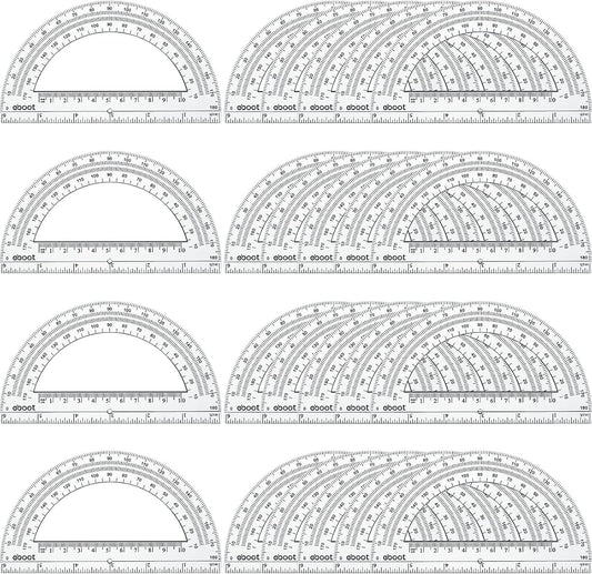 EBOOT 24 Pack Plastic Protractors Math Protractor 180 Degrees 6 Inch (Clear)