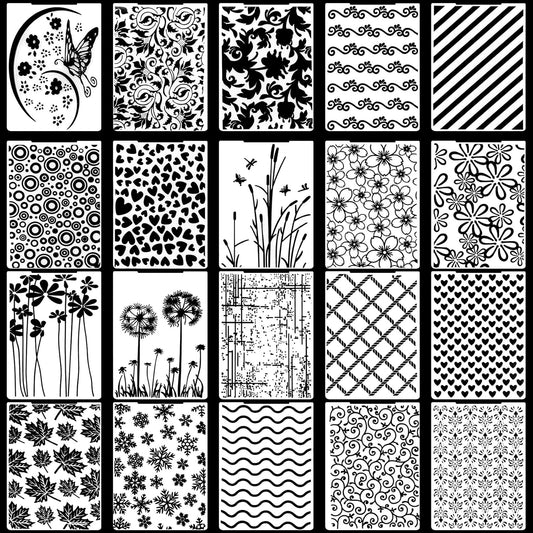 20 Pcs Embossing Folders for Card Making, DIY Craft Template Embossing Stencil Plastic Paper Card Decorating Mold Folder for Scrapbook Photo Album DIY Craft Making, 5.9 x 4.1 Inch (Vintage)
