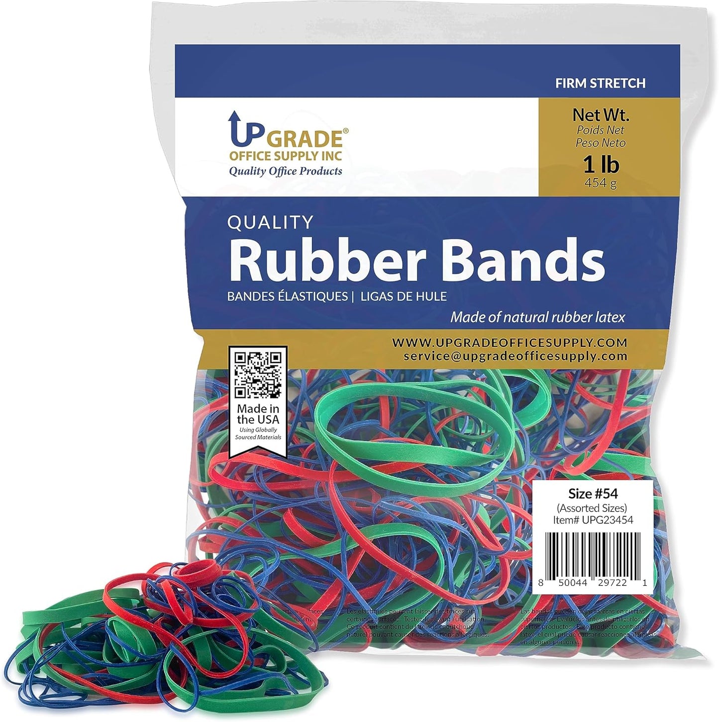 Upgrade Office Supply UPG23454CS Rubber Bands, Assorted Size and Color, 1 lb Bags, 20 Pack Case, USA