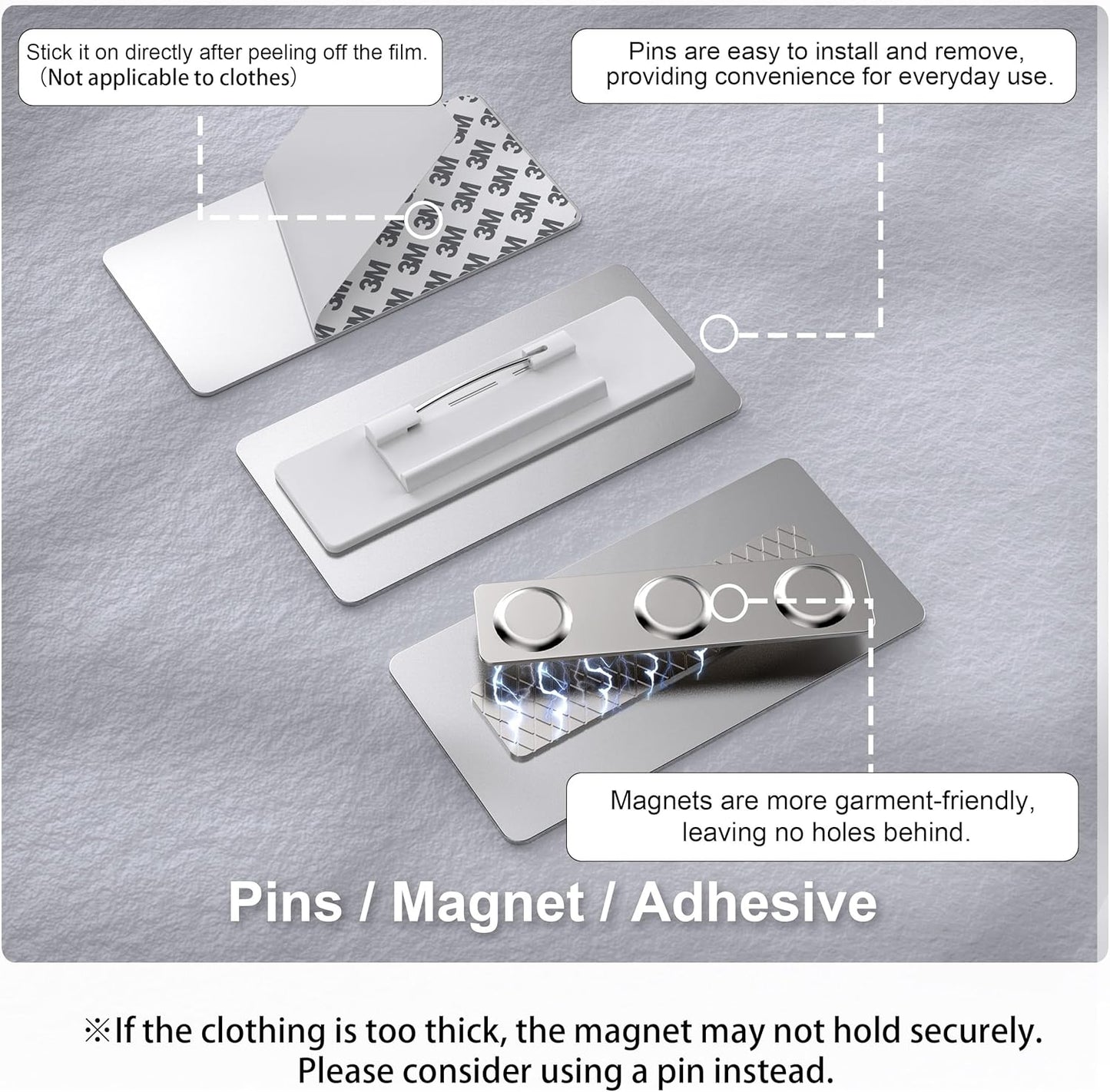 Magnetic Name Tags | Personalized Engraved Metal Identification Badges with Pin or Adhesive Backing | Custom ID Tags | 3"x1.5"