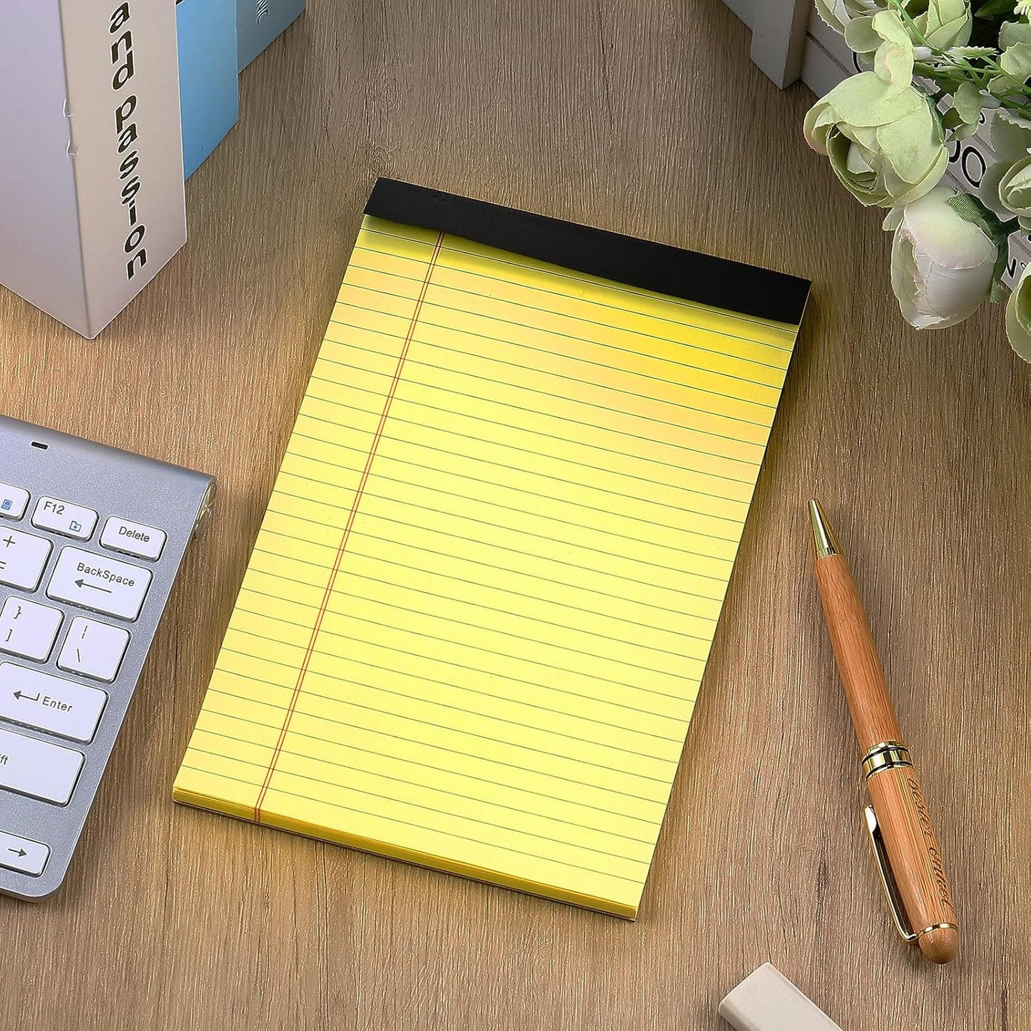 Gueevin 100 Pcs Legal Pads 5x8 Inch Note Pads Lined Small Notepads Bulk Wide Ruled Writing Paper 5 x 8 Mini Notebook for School, College, Office, Classroom Supplies, 40 Sheets (Yellow)