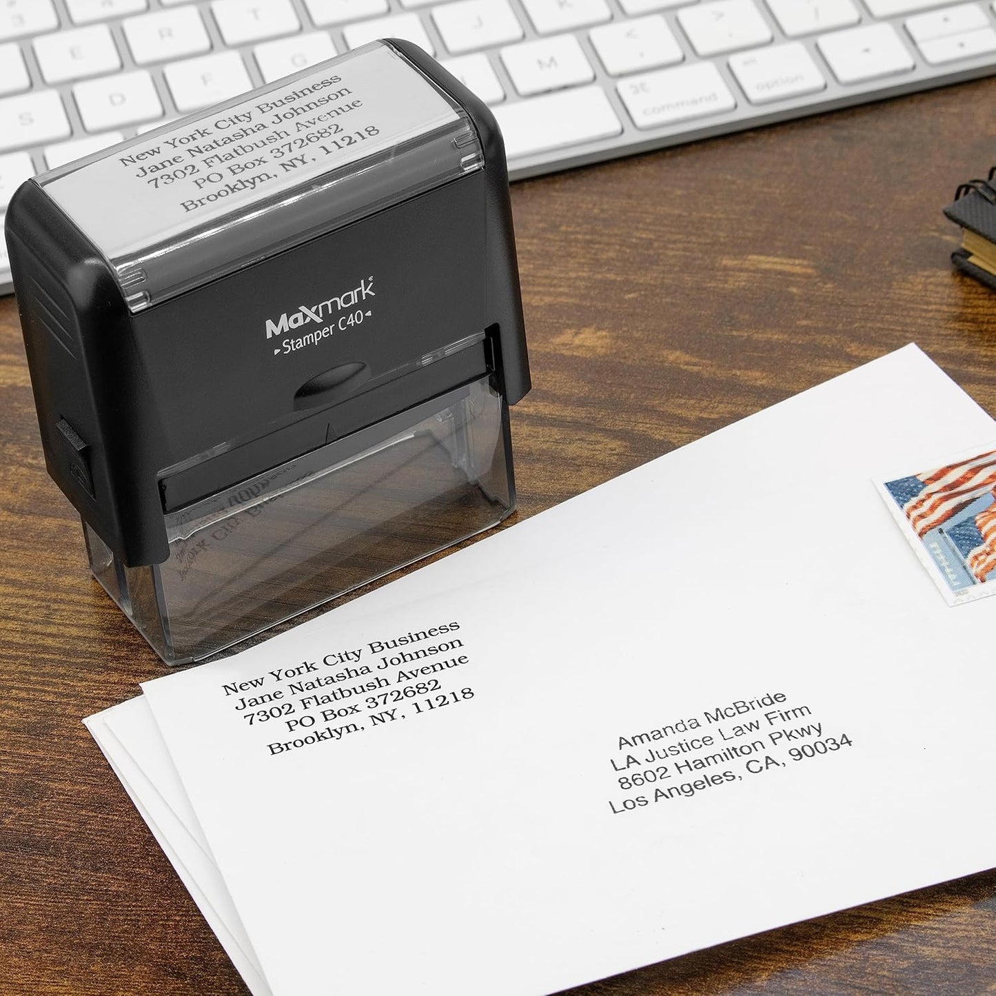 MaxMark Customized Self Inking Stamp - Up to 5 Lines of Text - Large Size - Choose from 15 Ink Colors