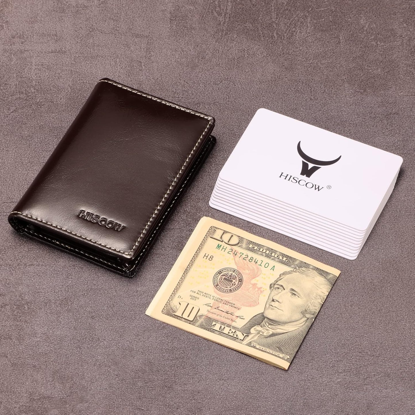 Leather Business Card Case Holder for Men & Women, Italian Calfskin