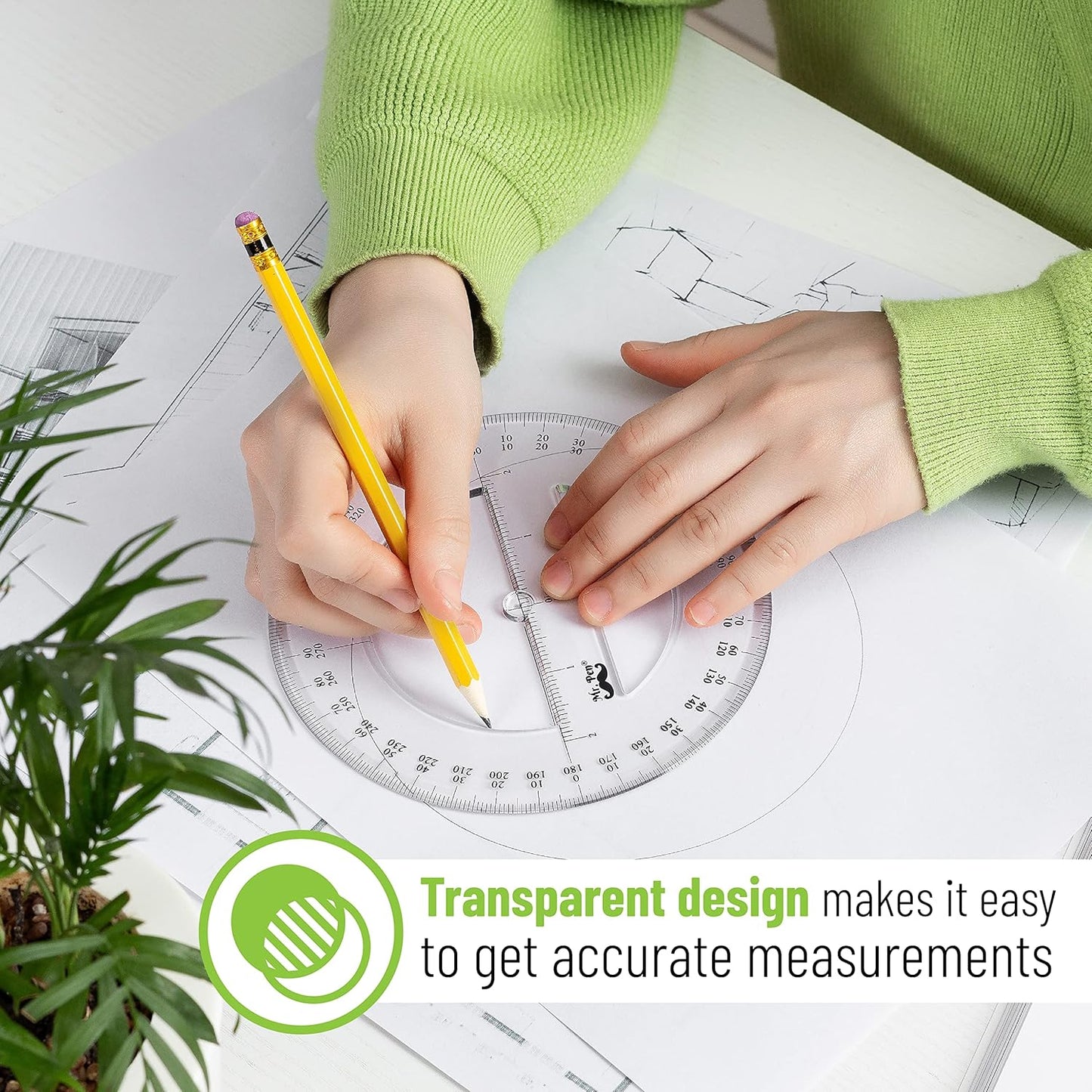Mr. Pen- Protractor, Pack of 2, Protactor 360 Degree, Protractor Set, Protractor Ruler, Drafting Tools, Circle Protractor, Protractors Classroom Set, Large Protractor, Math Geometry Set