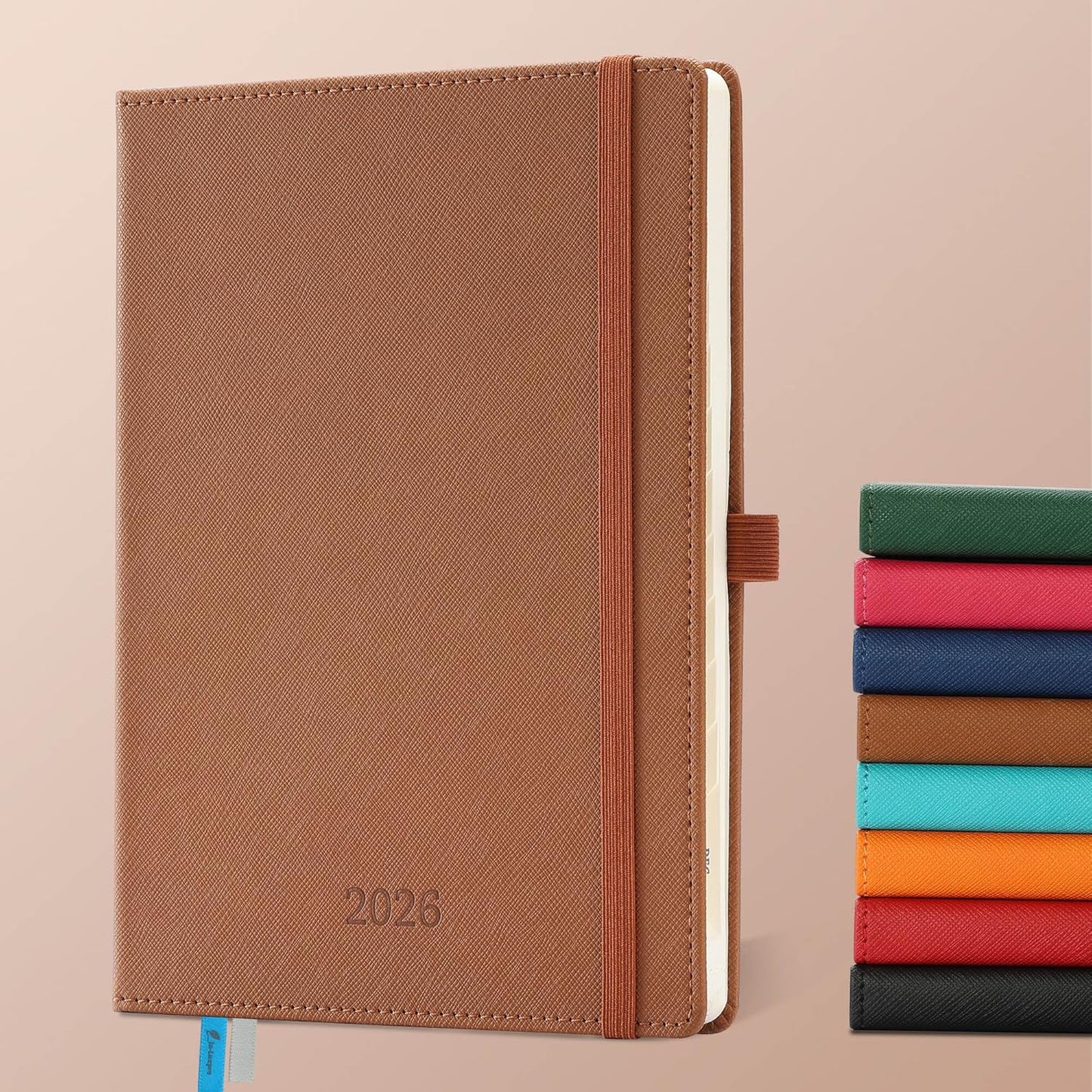 Weekly Monthly 2026 Planner (Jan.26-Dec.26),8.5"x6.5",12 Months Agenda Plan with Month Tabs & Pocket,Expenses/Note Pages, Appointment Book Calendar with Hardcover Vegan Leather Cover,Brown