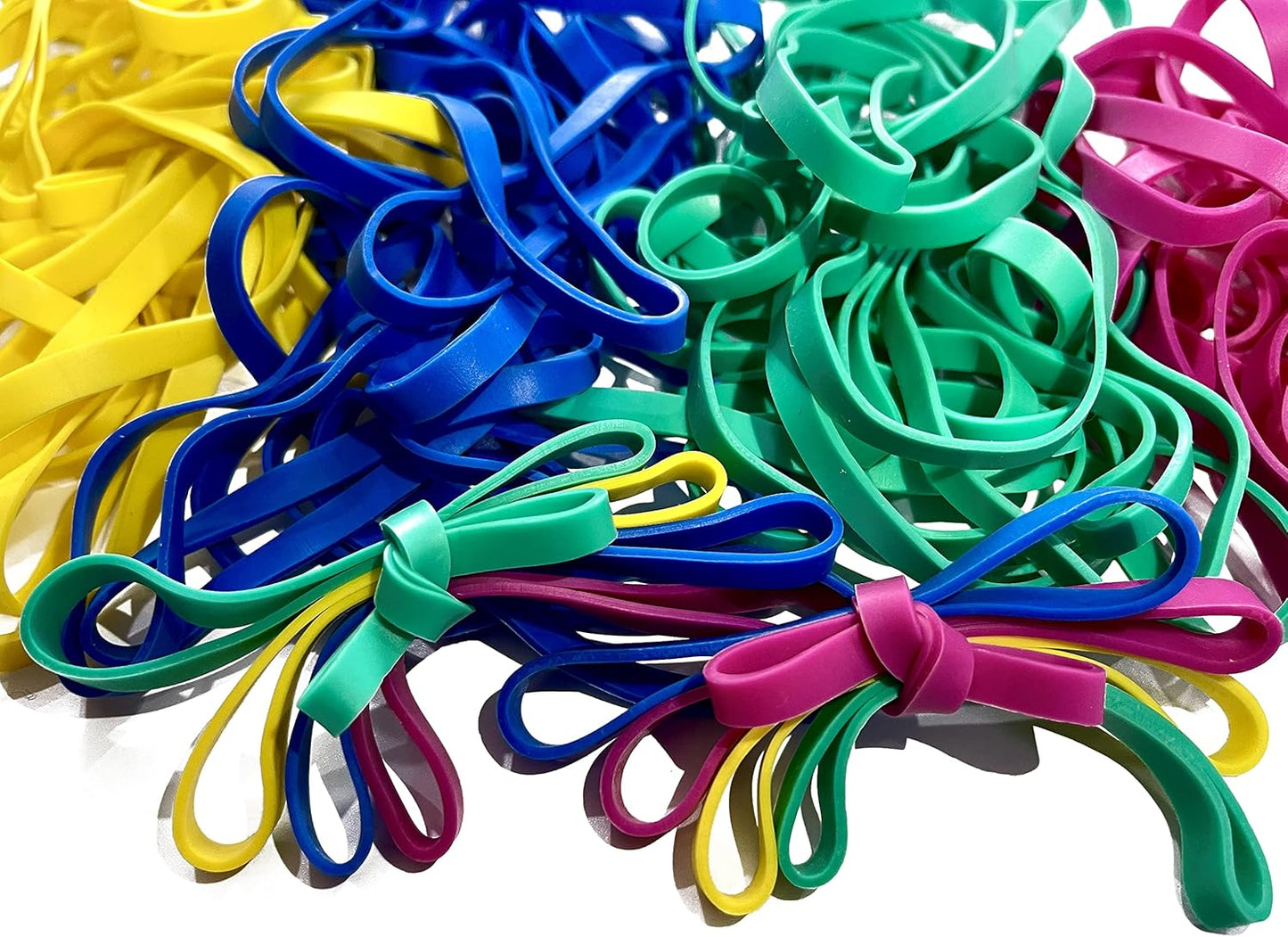 Rubber Bands, Size 64 (3 1/2" x 1/4"), Colored Latex Free Rubber Band Strong Elastic #64 Rubber Band Bulk for Office, Colorful Elastic Band for File Folders Bank Paper Bills Money, 1/4 Pound Bag