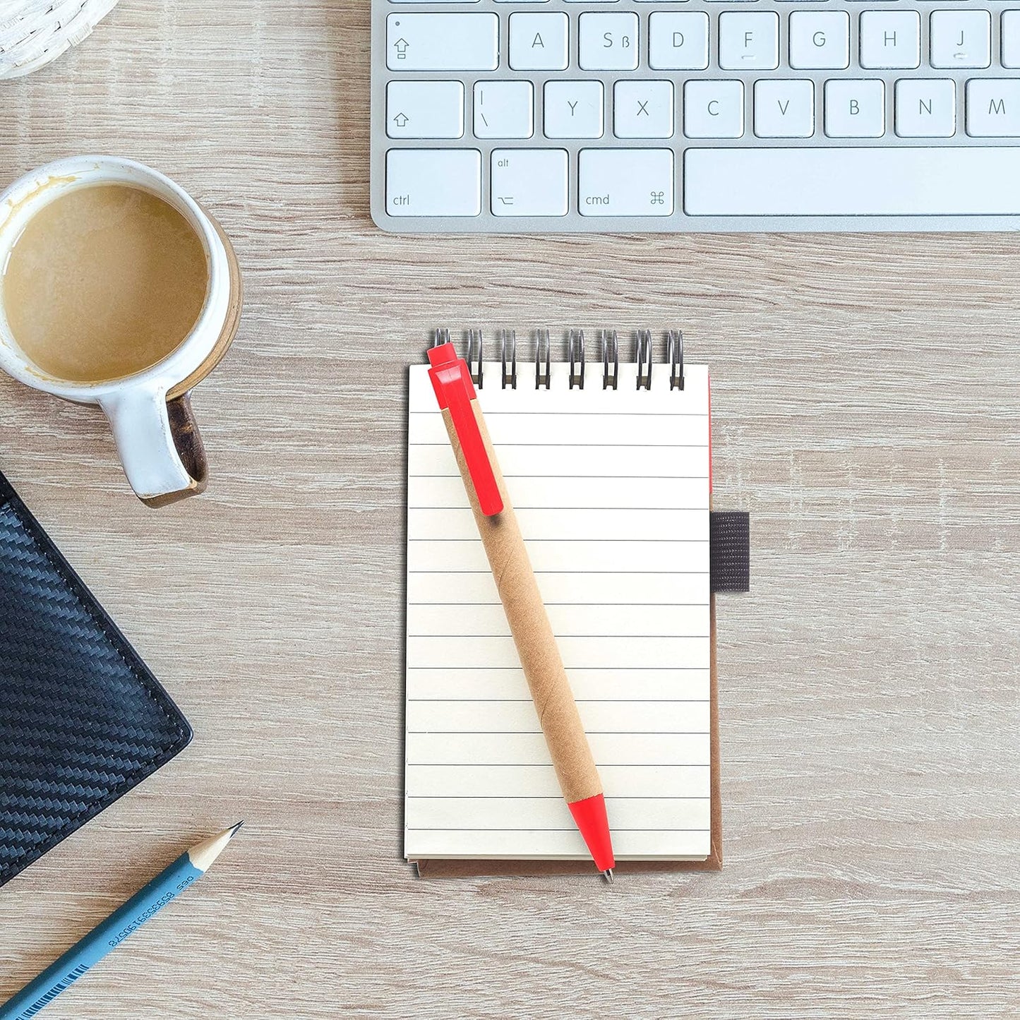 DISCOUNT PROMOS 10 Recyclable Spiral Small Notebooks Pack - 60 Lined Pages - Red