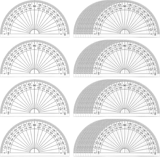 Zonon 200 Pcs 4 Inch Clear Plastic Protractor Bulk Math Protractors Set 180 Degrees Geometry Drafting Tools for Classroom Industry Office Back to School Supplies
