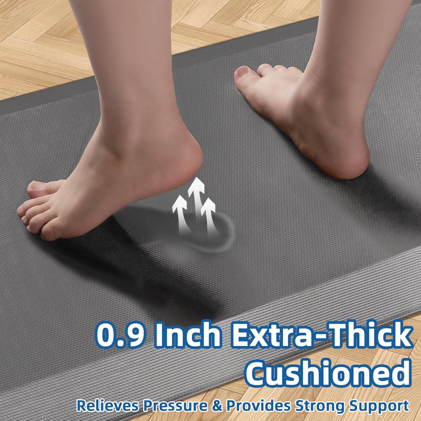 2 PCS Anti Fatigue Kitchen Mats for Floor, Grey 9/10 Extra Thick Cushioned Standing Desk Mat, Comfort Memory Foam Ergonomic Rugs and Mats Non-Slip Waterproof for Office, Kitchen, 20"x32"+20"x32"