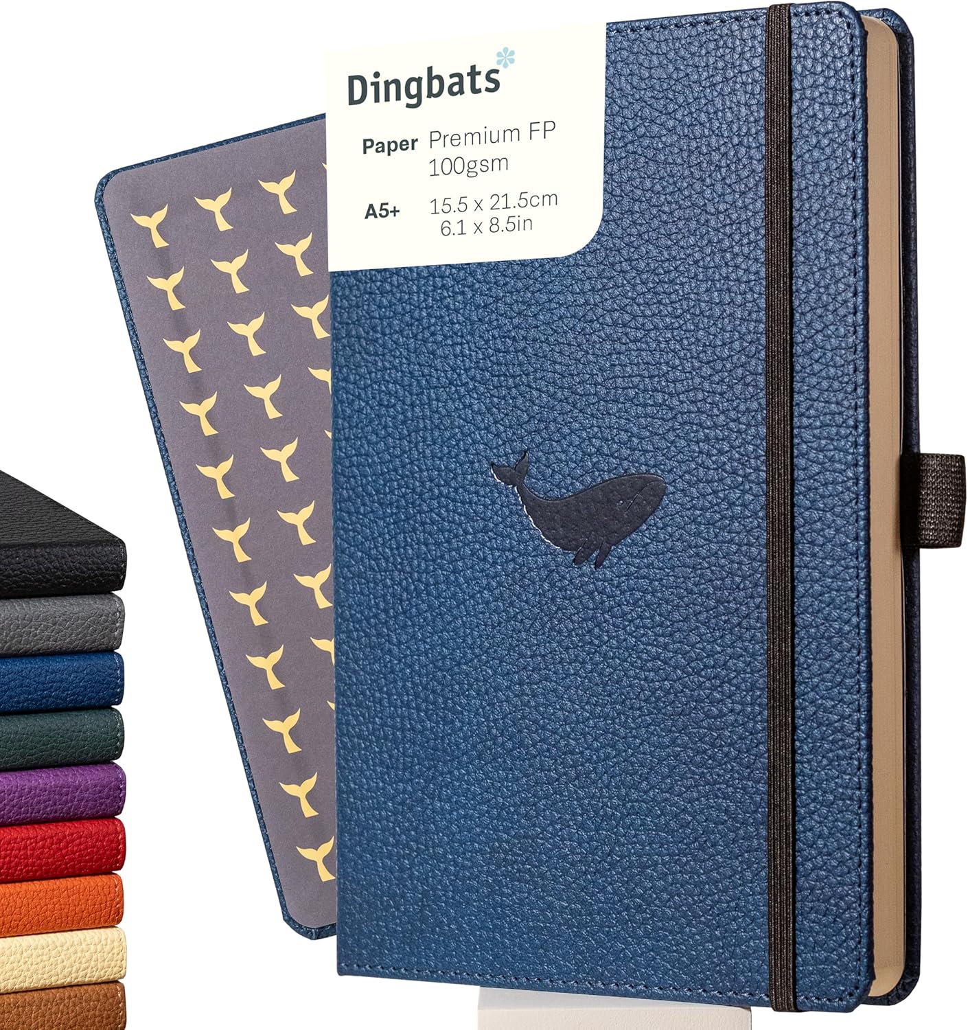 Dingbats* Wildlife Lined Writing Journal Notebook A5 - Vegan Leather Hardcover - Ideal for Work, Travel - Pocket, Elastic Closure, & Bookmark