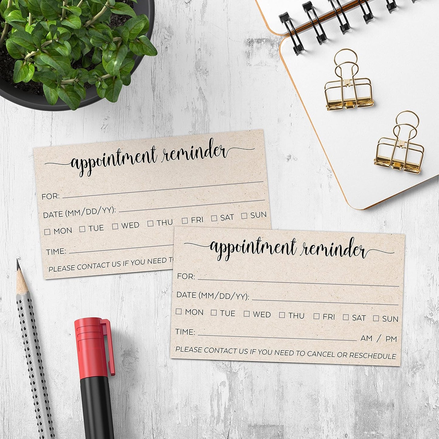 321Done Appointment Reminder Card (50) Kraft Tan 2x3.5 - Business Card Size Your Next Appointment for Hair Nail Salon, Spa, Massage, Hairdresser, Grooming, Doctor, Dentist Office - Simple, Cute