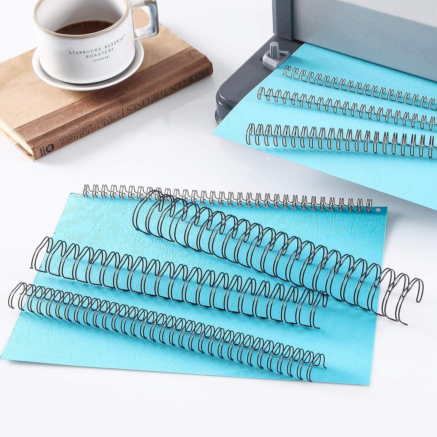 BNC Double Loop Wire Binding Rings Letter Size 3:1 Loops 32 Holes Black Color Pack of 100 (3/8 Inches)