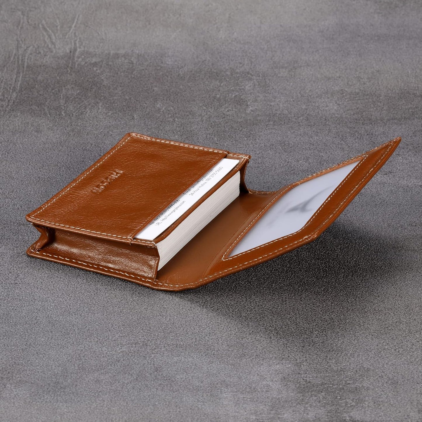 Leather Business Card Case Holder for Men & Women, Italian Calfskin