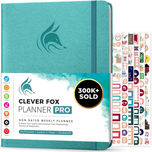Clever Fox Planner PRO – Weekly & Monthly Life Planner to Increase Productivity, Time Management and Hit Your Goals, 8.5x11″ (Aquamarine)