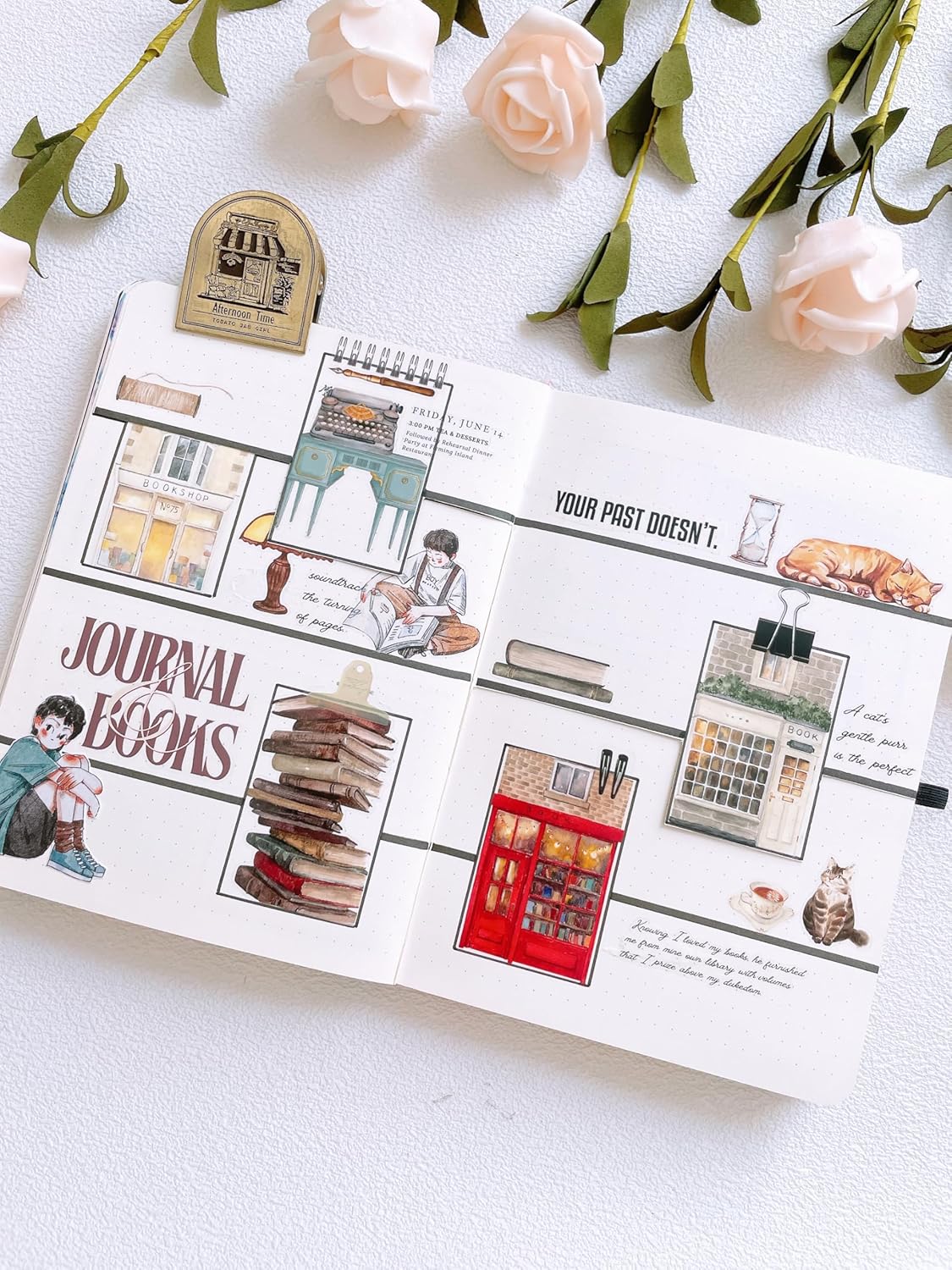 WT Pre-Cut Cats and Books Wide Washi Tape, One Roll 5 Meters, Decorative Cute Washi Tape for Bible Journaling, Bullet Journal Supplies,Scrapbooking Supplies,Planners, Party Decorations