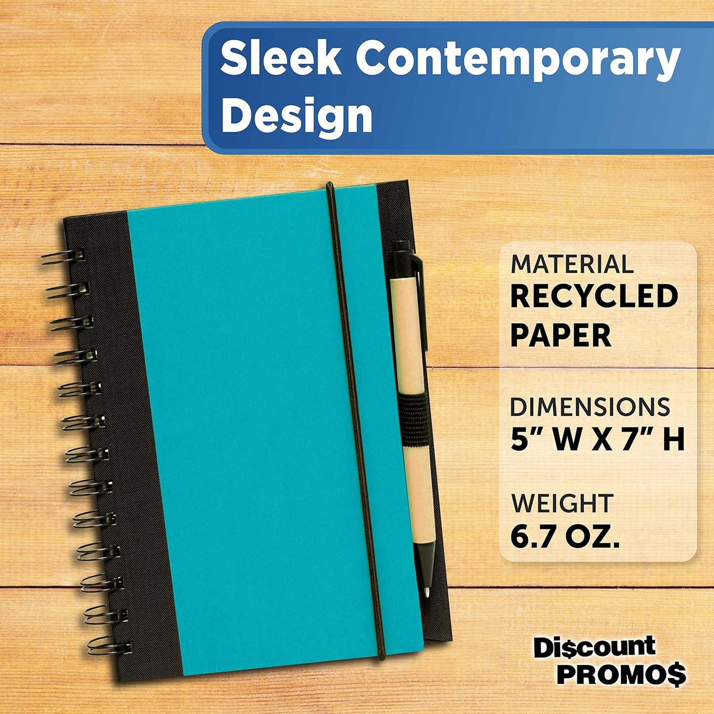 DISCOUNT PROMOS Eco Block Notebooks with Pens Set of 10, Bulk Pack - Perfect for School, Office, Business, Home - Aqua