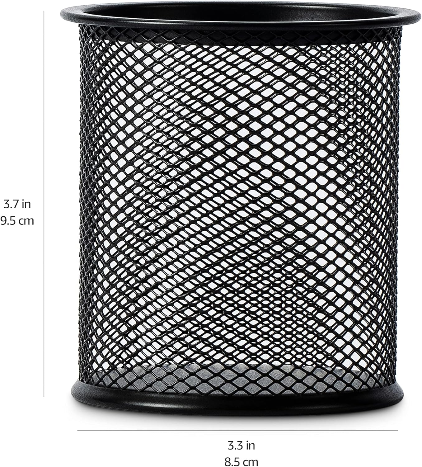 Amazon Basics Wire Mesh Pen Cup, Office Caddy Storage, Black, ‎3.7" x 3.3"
