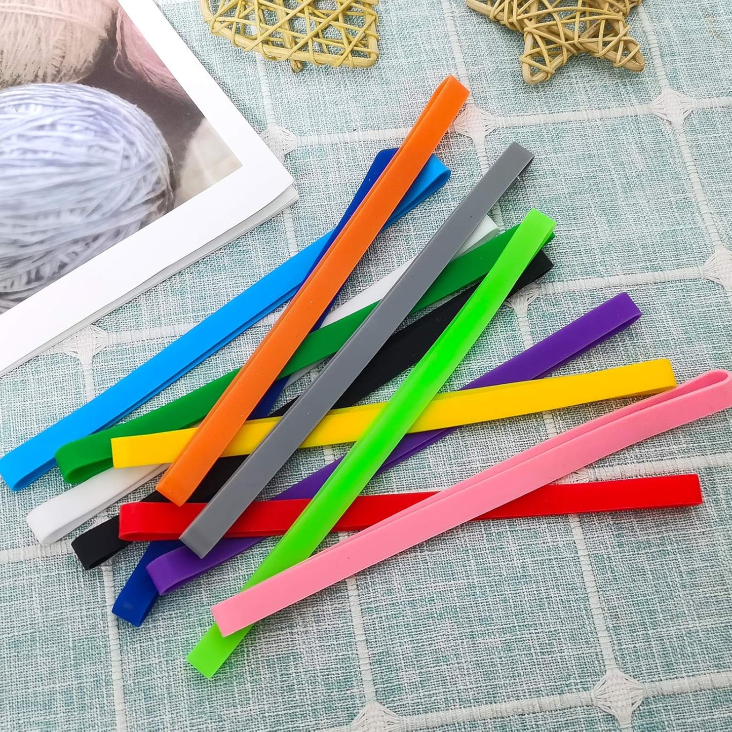 Coopay 72 Pieces Silicone Rubber Bands Colorful Elastic Rubber Wrapping Bands for Books, Art, Exercise, Crab Traps, Cooking, Wrapping, Heat, Cold, UV, Chemical Resistant (12, 8, 5.5 Inches)