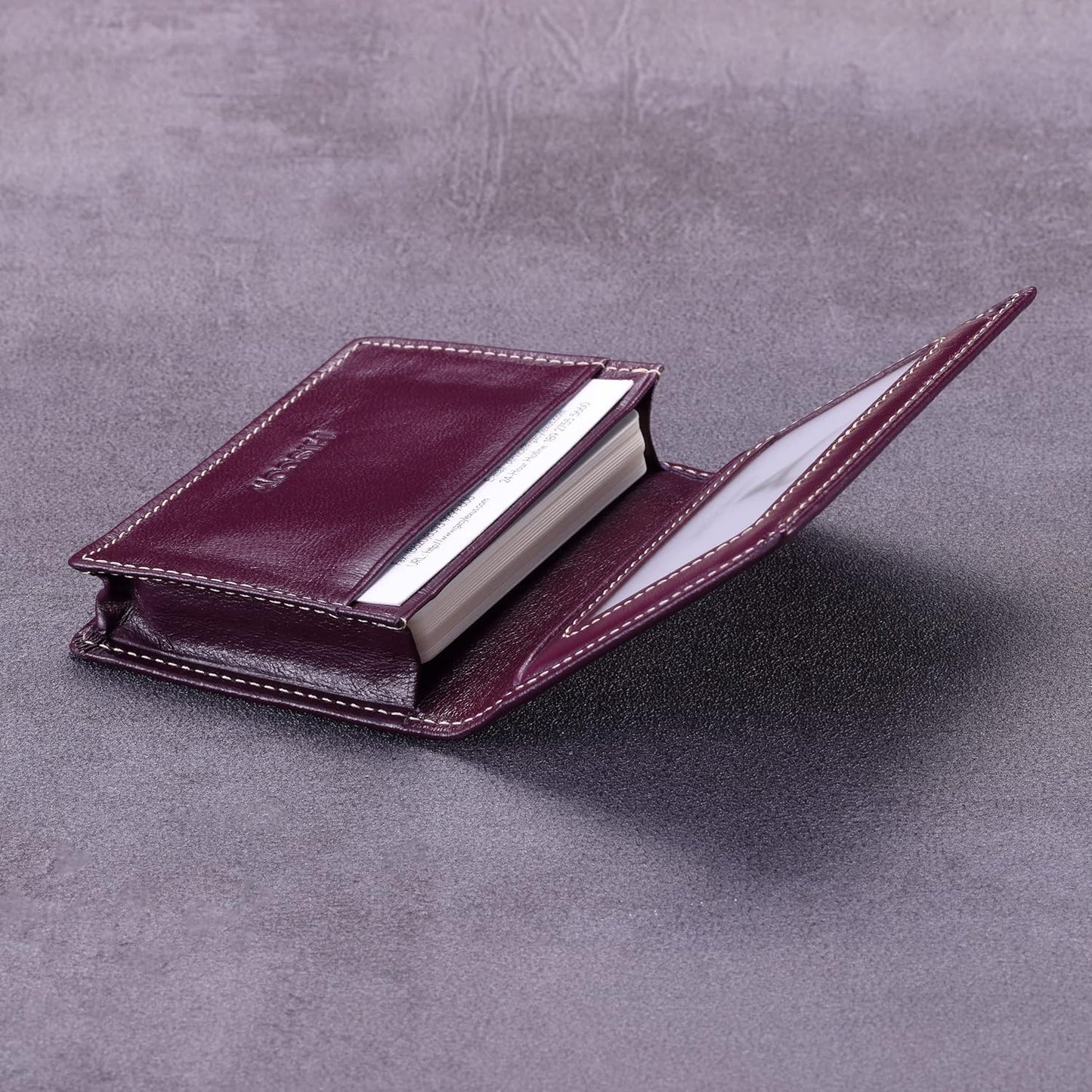 Leather Business Card Case Holder for Men & Women, Italian Calfskin