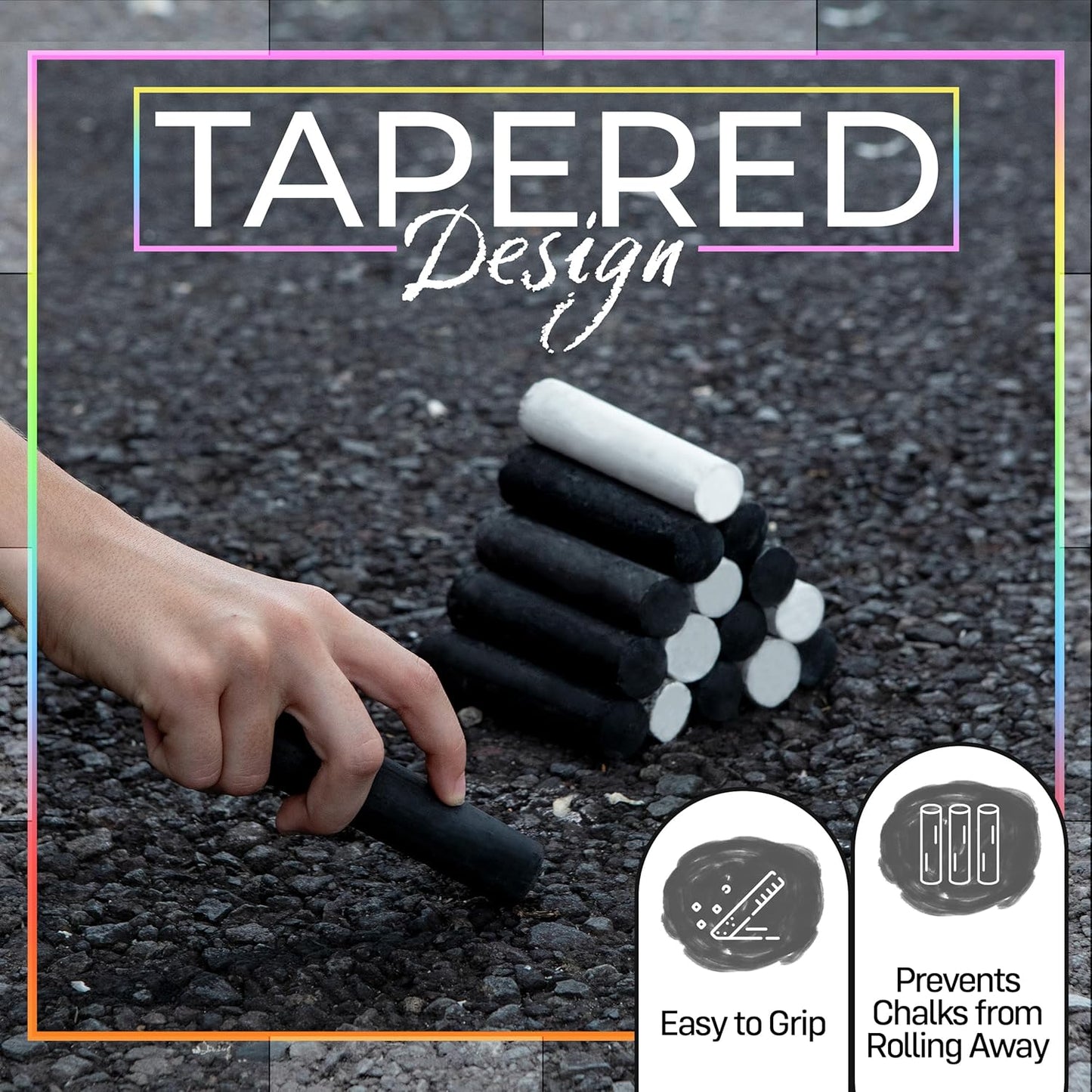 Loddie Doddie Sidewalk Chalk Jumbo Sticks - 15 Count Bucket, 10 Black & 5 White - Non-Toxic Low-Dust Sticks For Kids & Adults - Outdoor Chalk Bucket For Kids Activities