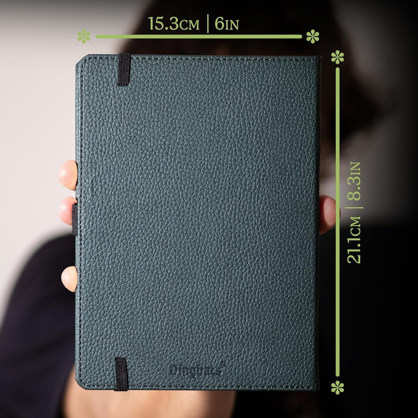 Dingbats* Wildlife Dotted Journal Notebook A5 - Vegan Leather Hard Cover, Ideal for Work, Travel - Pocket, Elastic Closure, Bookmark