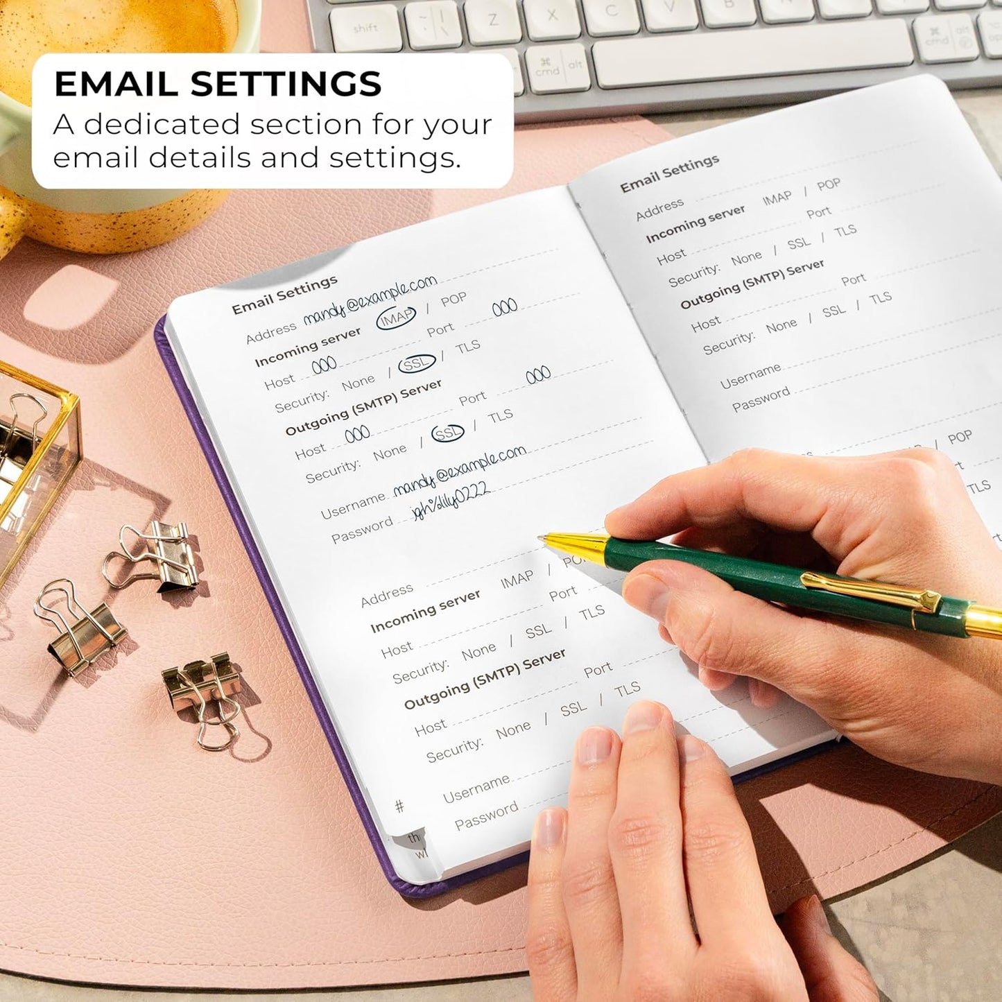 Clever Fox Password Book with alphabetical tabs. Internet Address Organizer Logbook. Medium Password Keeper for Website Logins (Purple)