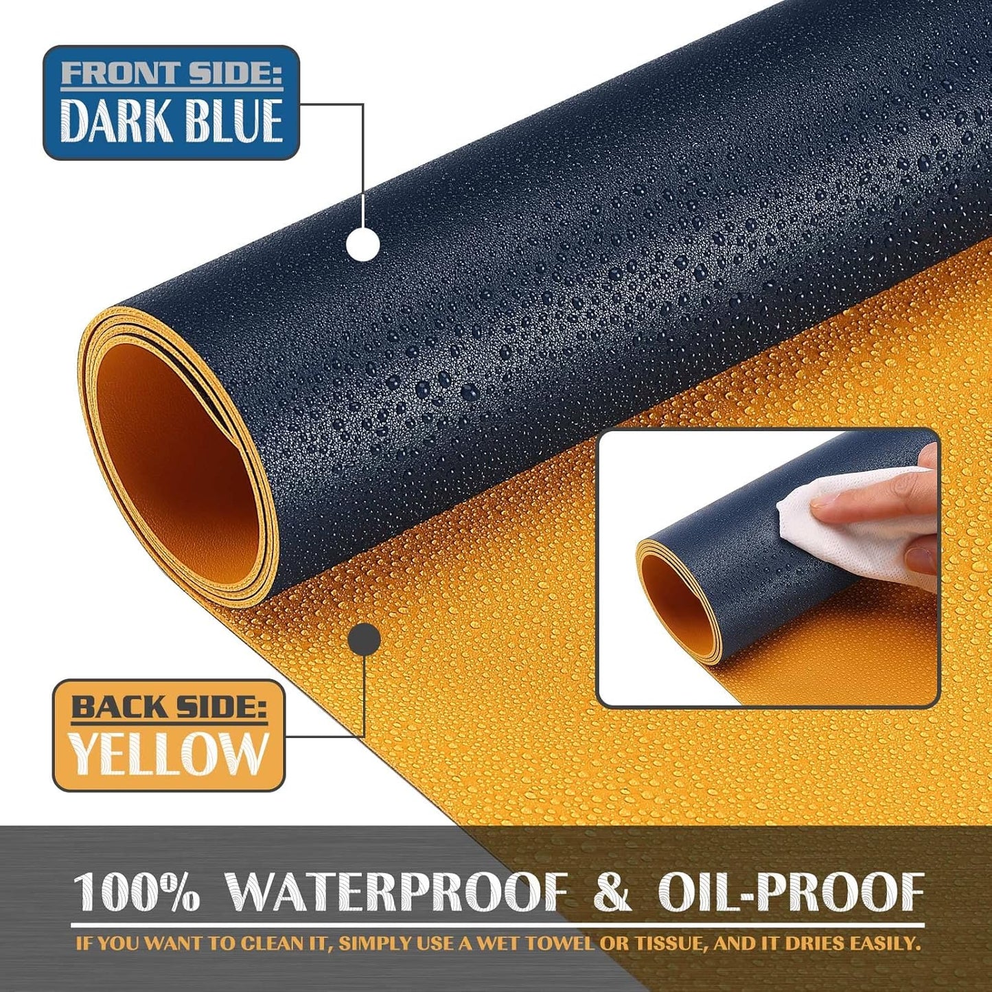 K KNODEL Large Office Leather Desk Mat, Mouse and Keyboard Pad, Computer and Laptop Mat, Desktop Protector and Cover, Writing Pad and Blotter (47.2"x23.6", Dark Blue)