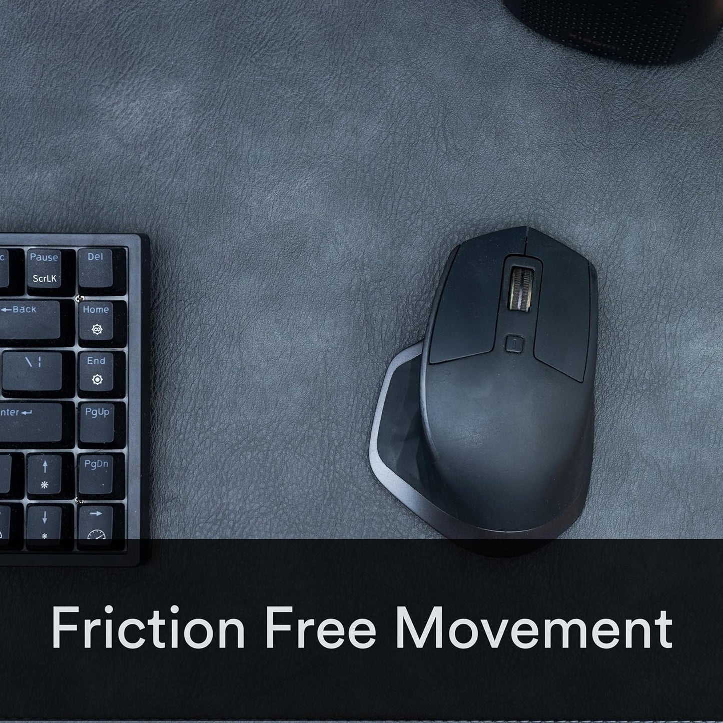 Premium Distressed Faux Vegan Leather Desk Mat | Multifunctional Desk Pad for Home Office | (Black/Grey, 15.75" x 36")