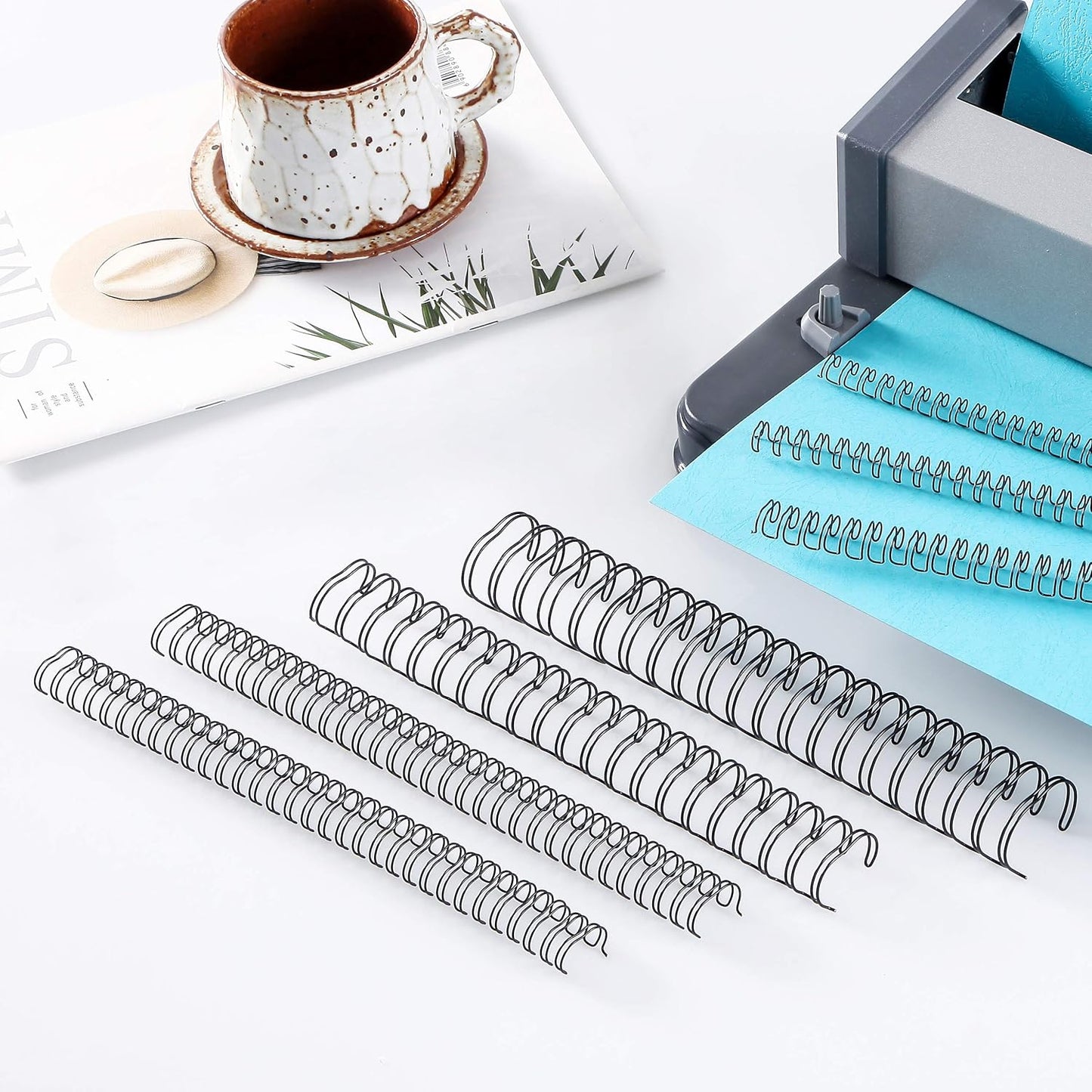 BNC Double Loop Wire Binding Rings Letter Size 3:1 Loops 32 Holes Black Color Pack of 100 (5/16 Inches)