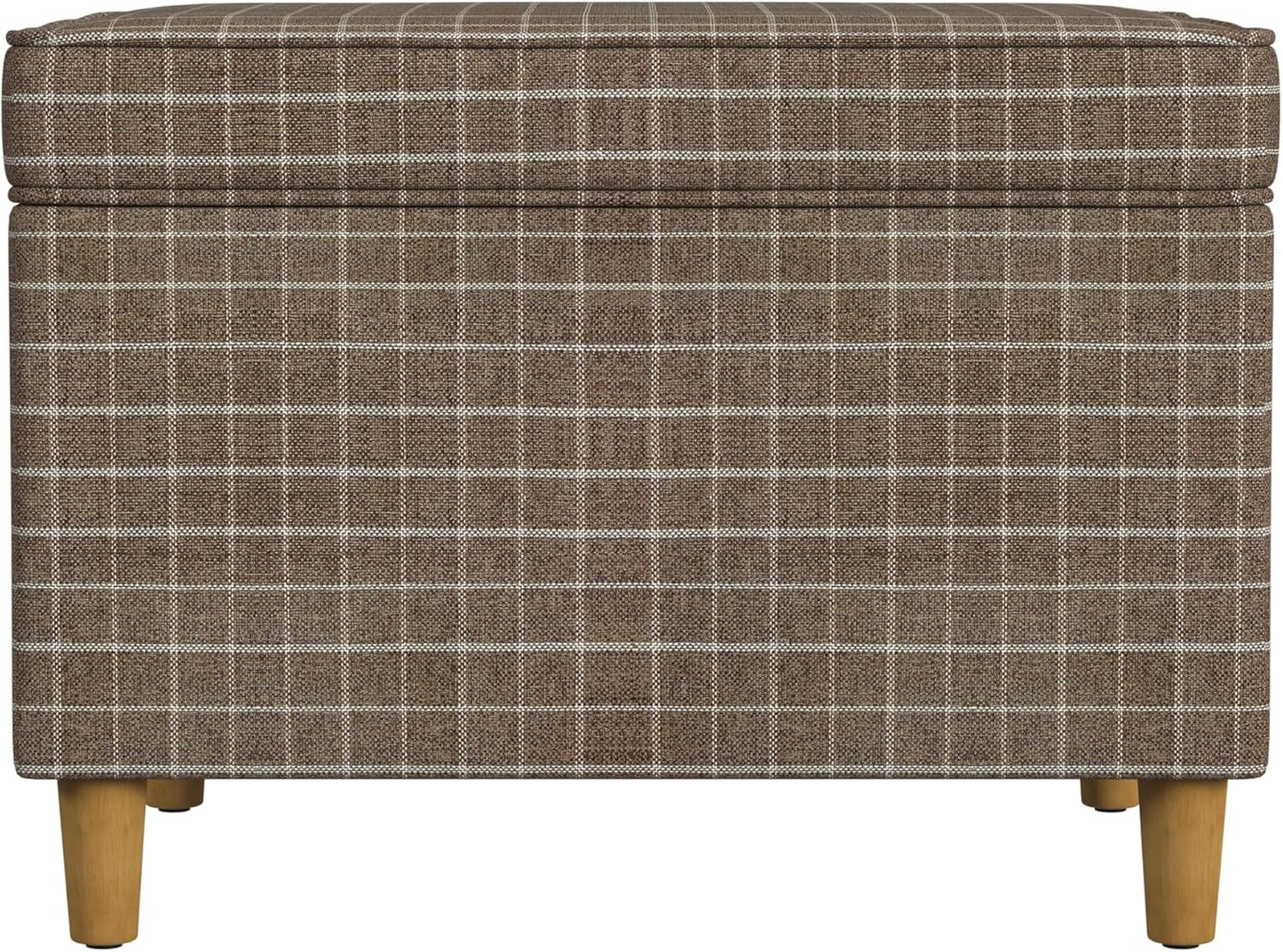 Home Decor | Dinah Collection Modern Storage Ottoman | Ottoman with Storage for Living Room & Bedroom(Brown Windowpane Fabric)