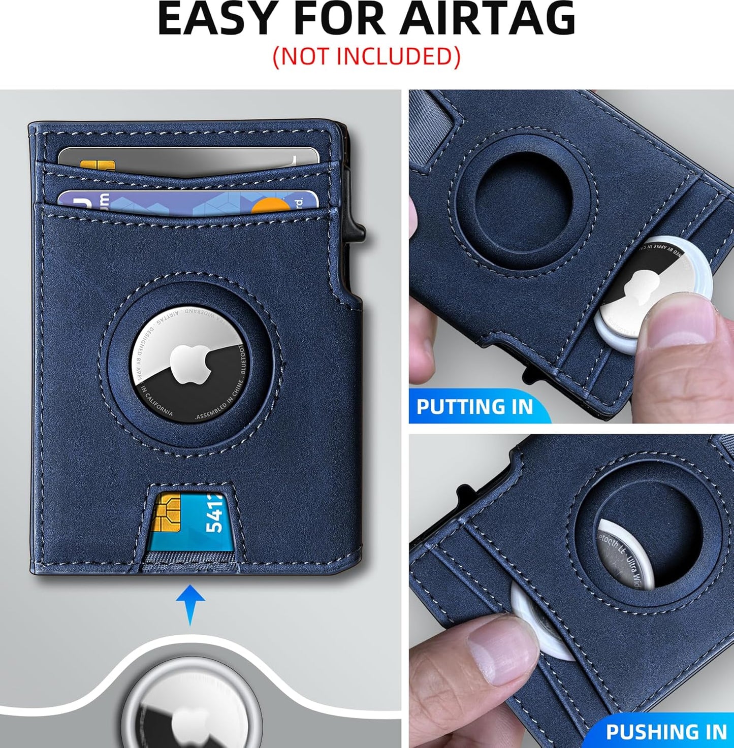 Airtag Wallet for Men,with Money Clip 10 Cards Metal Case Smart Slim Pop Up Credit Card Holder Flip with Magnetic Closure RFID Blocking wallet with Gift Box