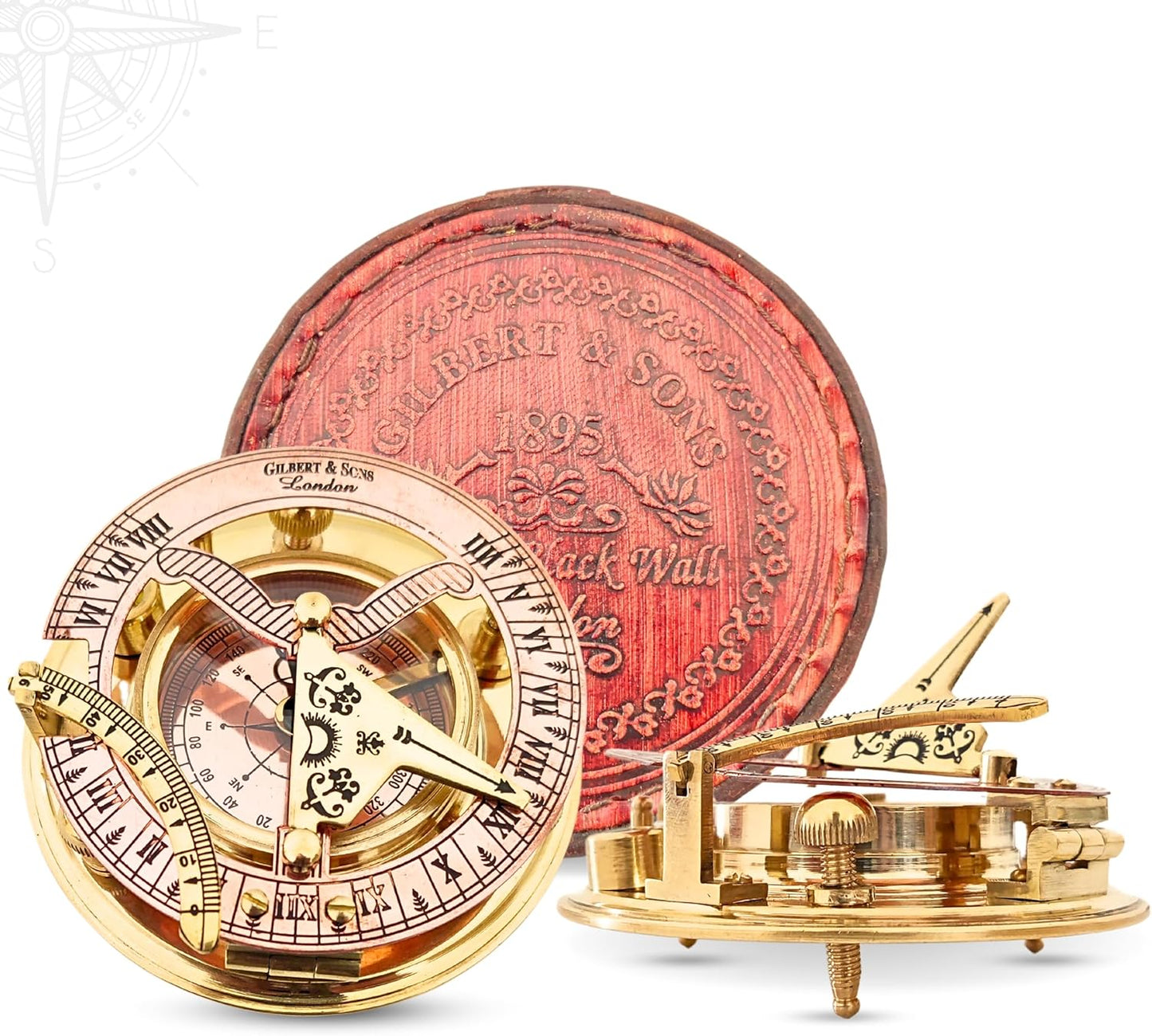 Navigate Your Destiny with Grace: Exquisite Vintage Brass Compass with Leather Case - Your Distinctive Guide Through Life's Adventures (4 Inch) - Use or Gifting