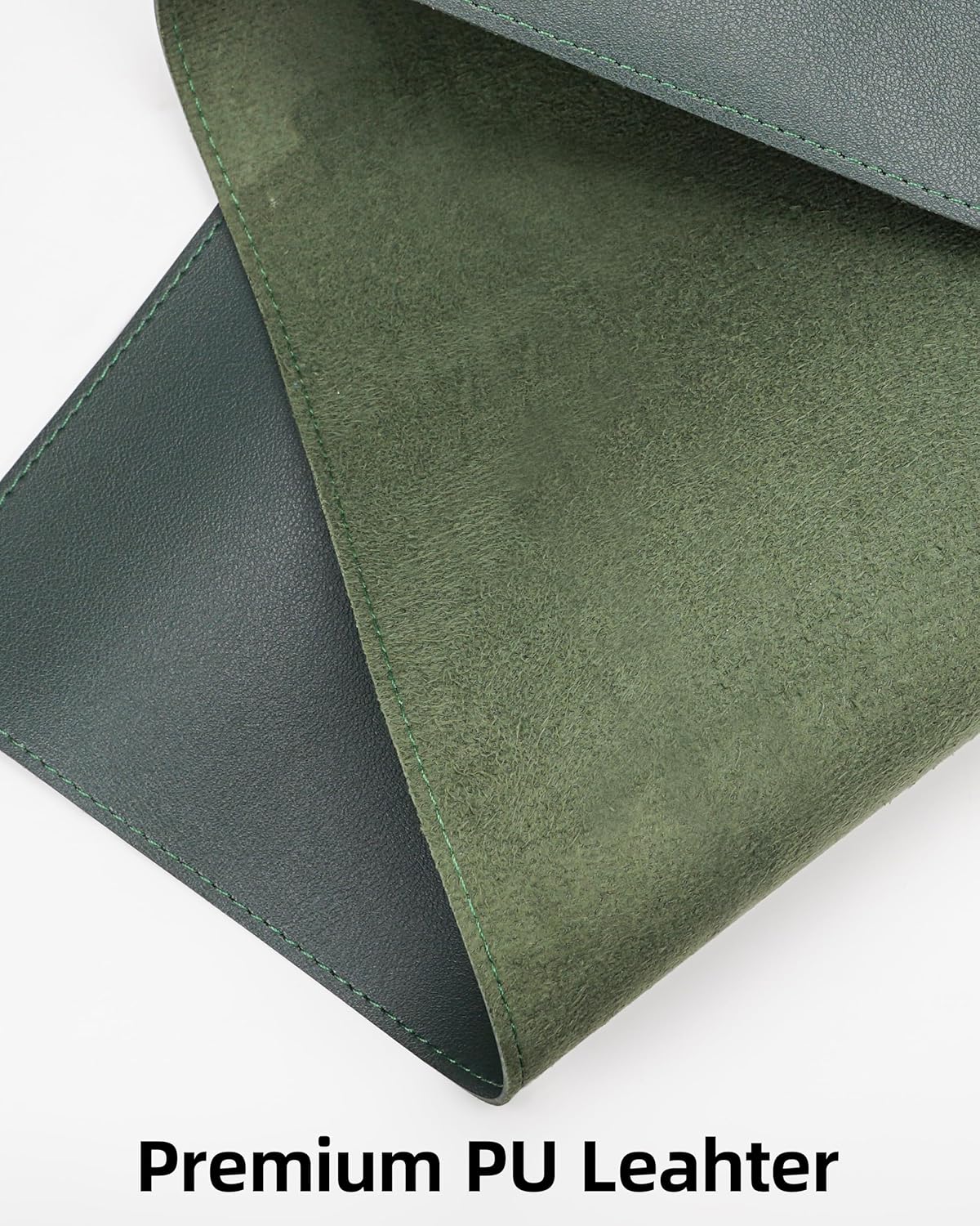 Large Desk Pad Mat - Waterproof Mouse Pad & Desk Protector, Non-Slip XL PU Leather Gaming Mat for Keyboard/Mouse, Stitched Edge with Ergonomic Support, 47"x17" (Dark Green)