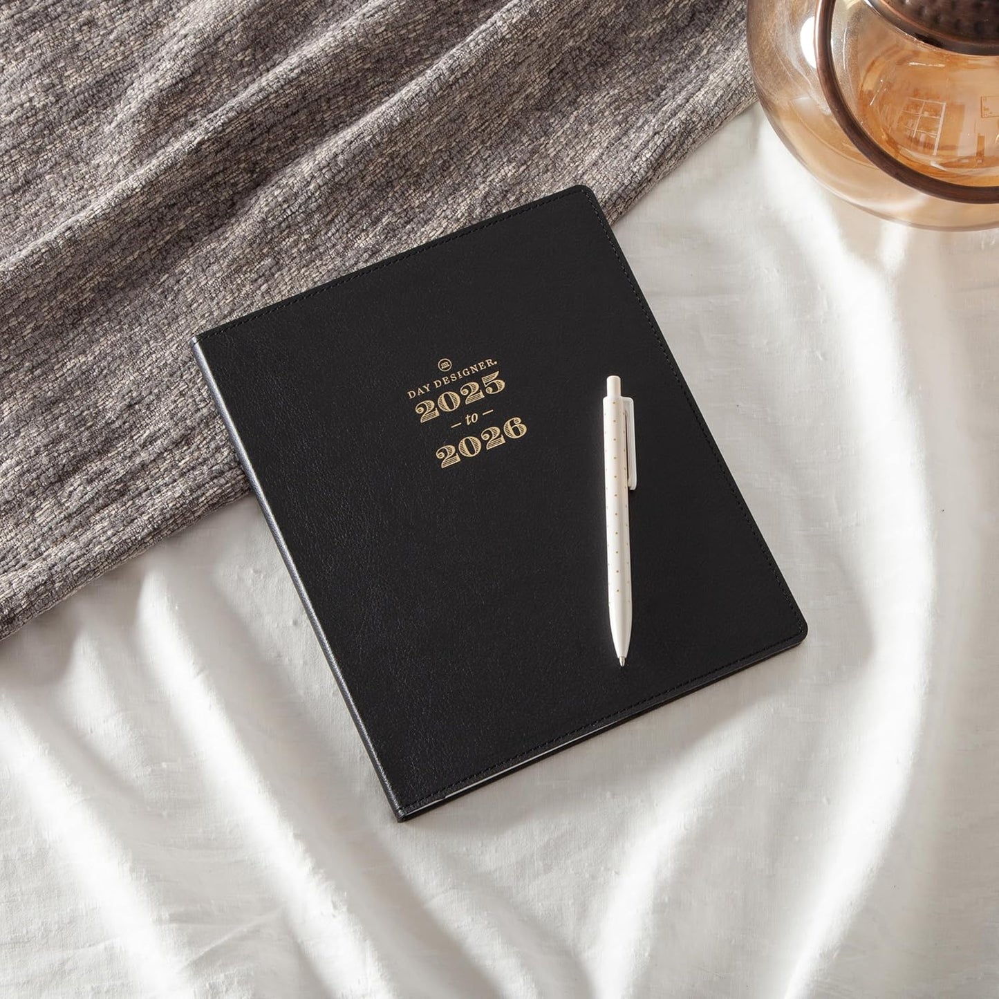 Blue Sky Day Designer 2025-2026 Academic Year Weekly and Monthly Planner Calendar, July 2025 - June 2026, 12-Month, 8" x 10", Faux Leather Cover, Bookbound, Black