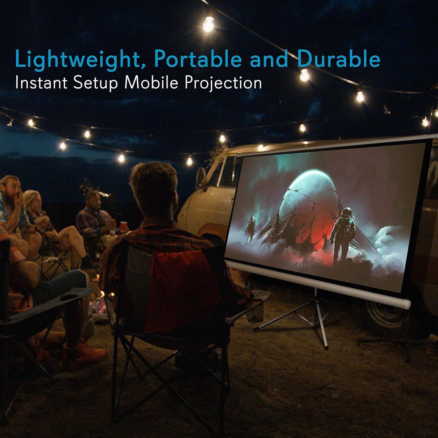 Pyle 50 Inch Portable Projector Screen with Tripod Stand – Lightweight, Durable, Easy Pull Setup Mobile Projection Screen with 4:3 Aspect Ratio, White Matte Fabric for Indoor/Outdoor Use