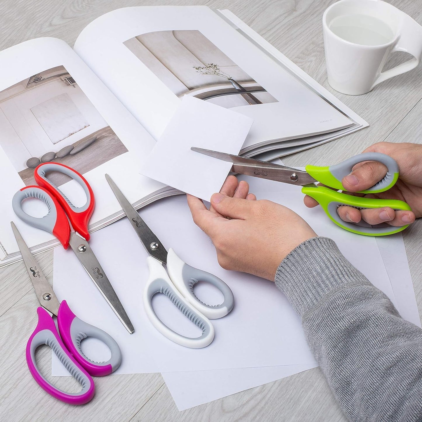 Mr. Pen Multipurpose Scissors - 8 inch, Pack of 4, Sharp Adult Office Scissors for Paper and Fabric