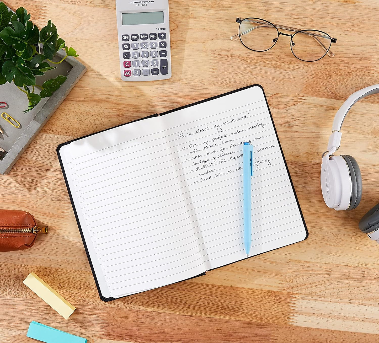 Amazon Basics Classic Lined Notebook, 240 Pages Hardcover, 5 x 8.25-Inch, Black