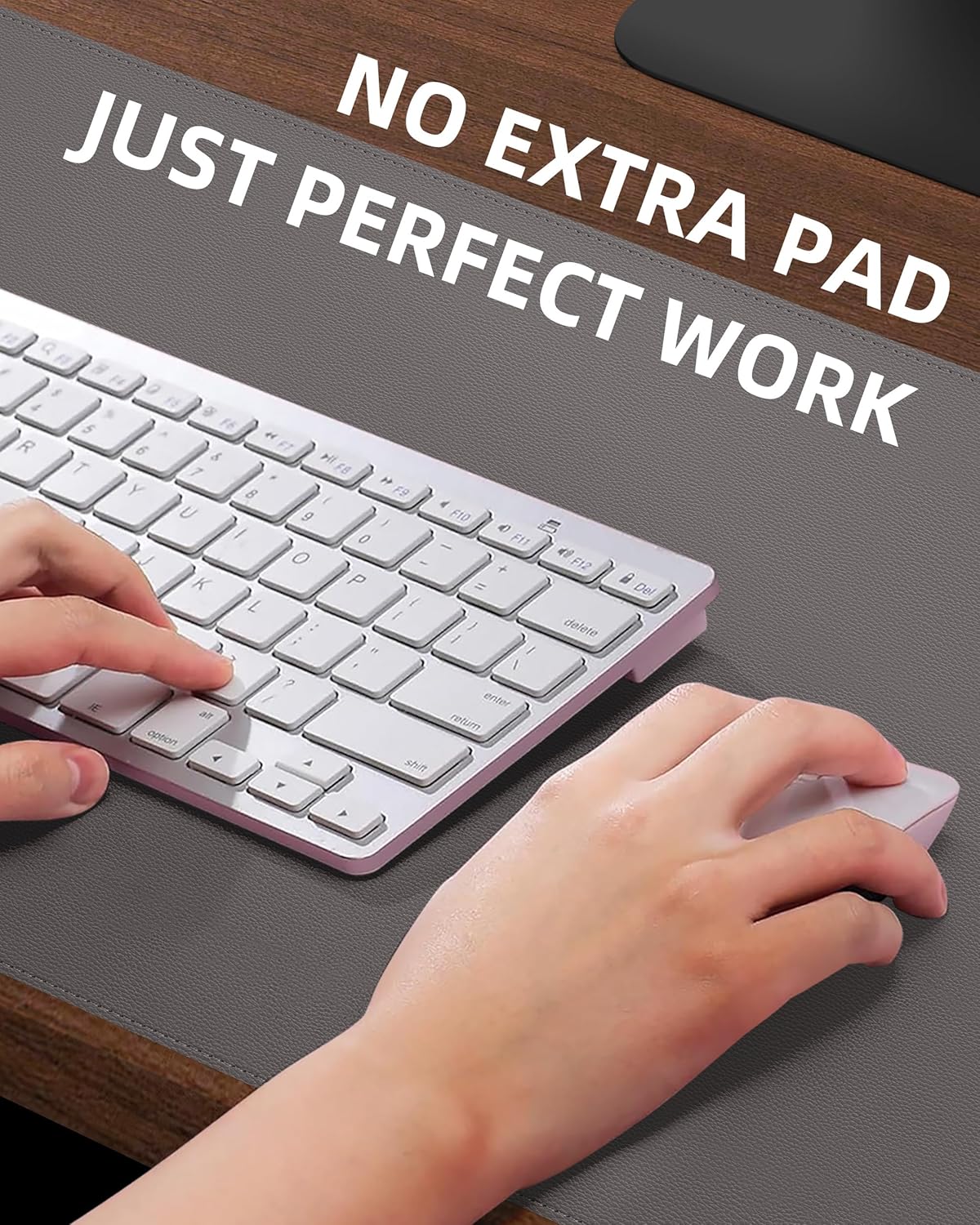 Desk Pad Mat 23.6"x13.7" - Waterproof Mouse Pad & Desk Protector, Non-Slip PU Leather for Gaming Keyboard/Mouse, Stitched Edge XL Office Desk Pad with Ergonomic Support(Dark Grey)