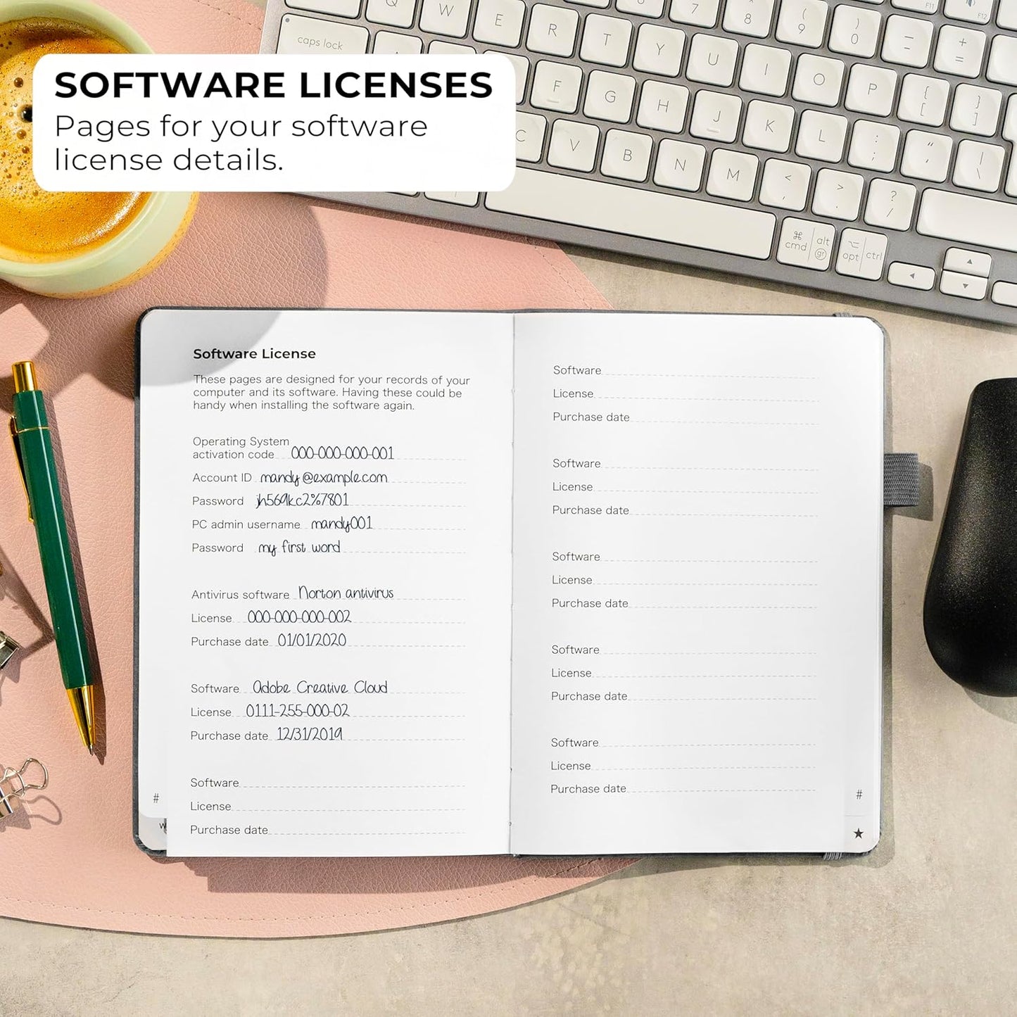 Clever Fox Password Book with alphabetical tabs. Internet Address Organizer Logbook. Medium Password Keeper for Website Logins (Gray)