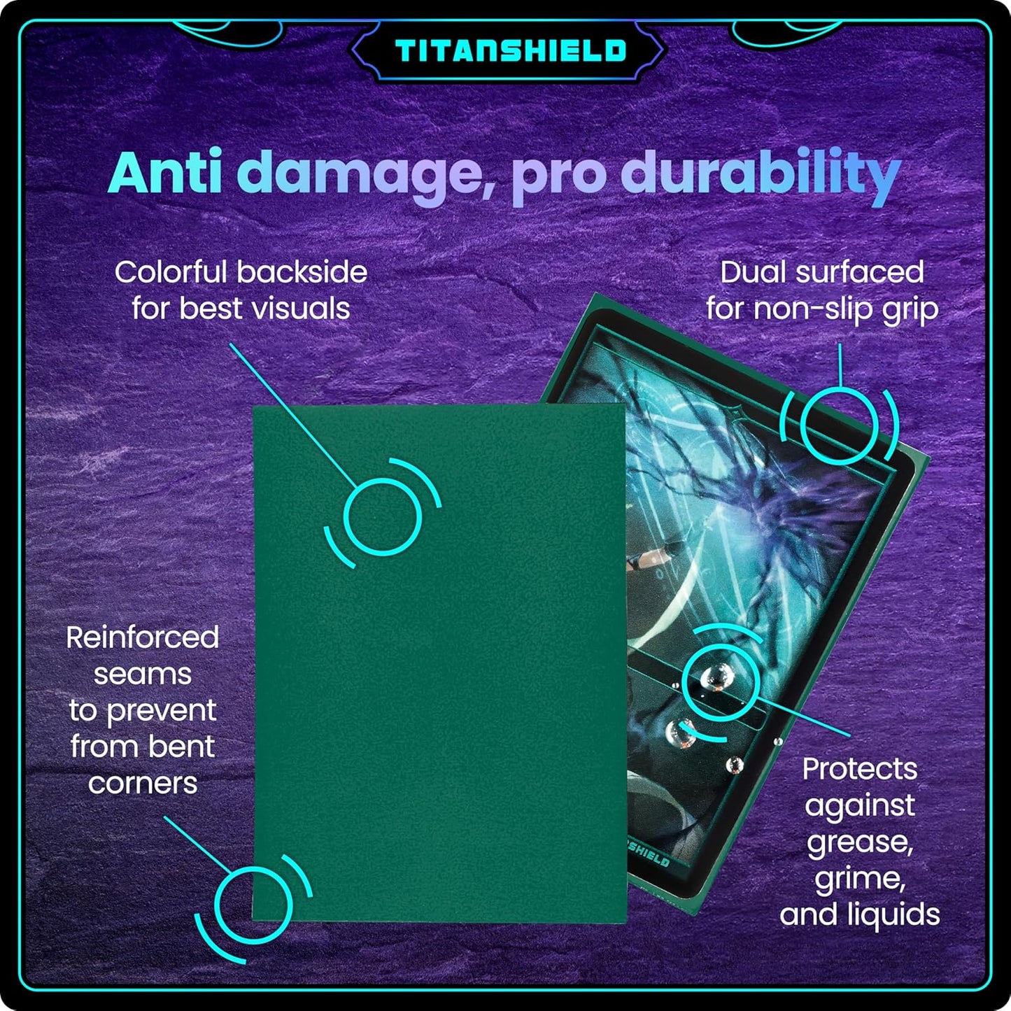 TitanShield (150 Sleeves/Green Standard Size Board Game Trading Card Sleeves Deck Protector Compatible with Pokemon and Magic The Gathering MTG