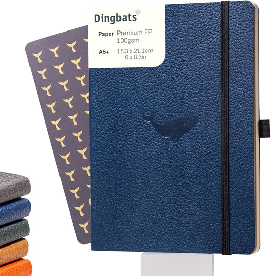 Dingbats* Wildlife Lined Writing Journal Notebook A5 - Vegan Leather Softcover - Ideal for Work, Travel - Pocket, Elastic Closure, & Bookmark