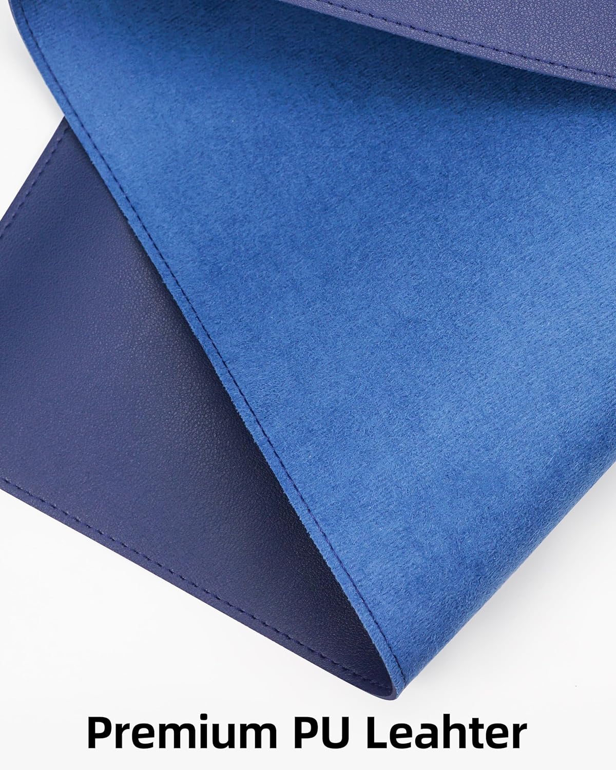 Extra Large Desk Pad Mat - Waterproof Mouse Pad & Desk Protector, Non-Slip XXL PU Leather Gaming Mat for Keyboard/Mouse, Stitched Edge with Ergonomic Support, 47.2"x23.6" (Blue)