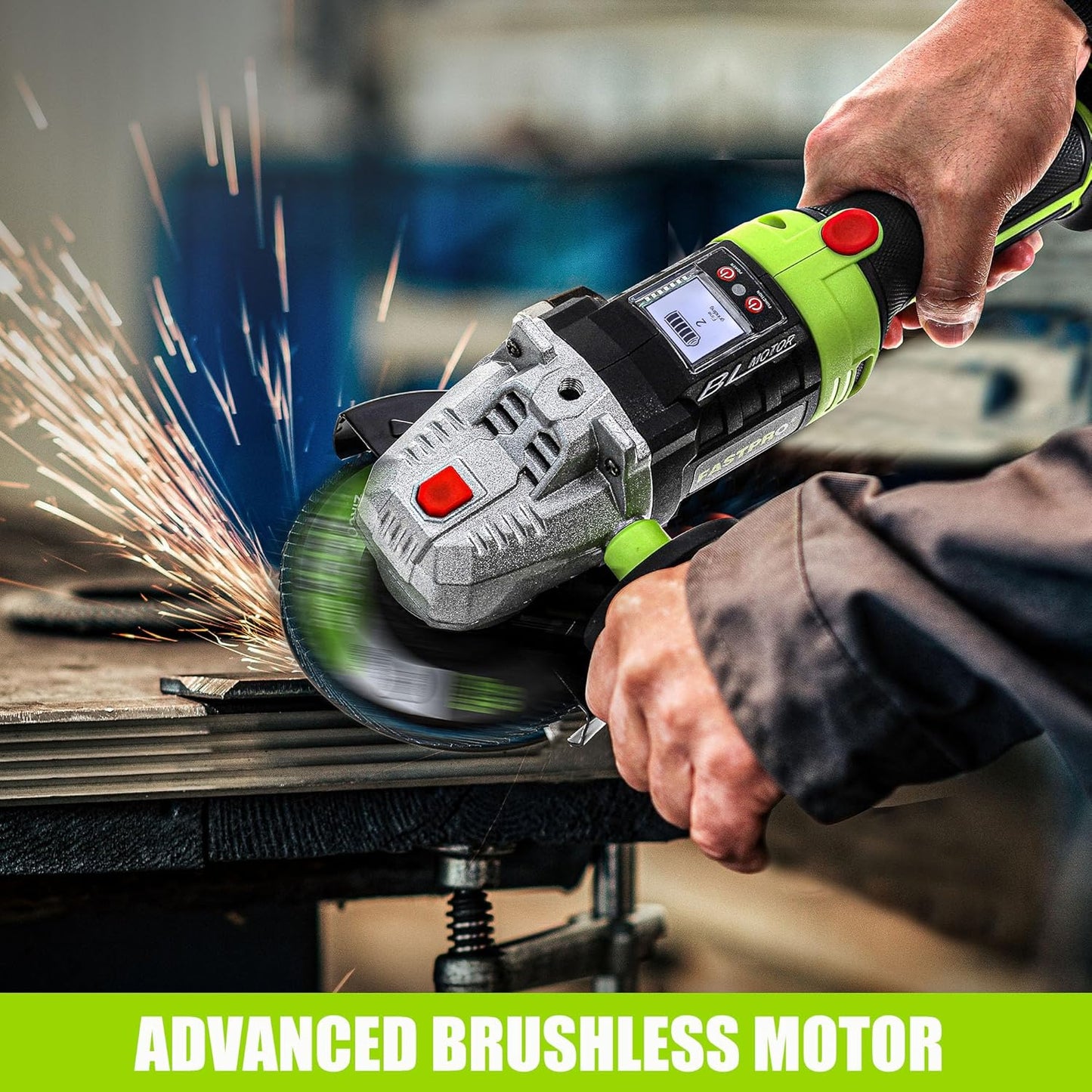 FASTPRO 20V Cordless Angle Grinder, 4-1/2 inch Cut-off Tool with Brushless Motor and 4.0 Ah Battery, Including 10PCS Flap Disc & 5PCS Cutting Wheels