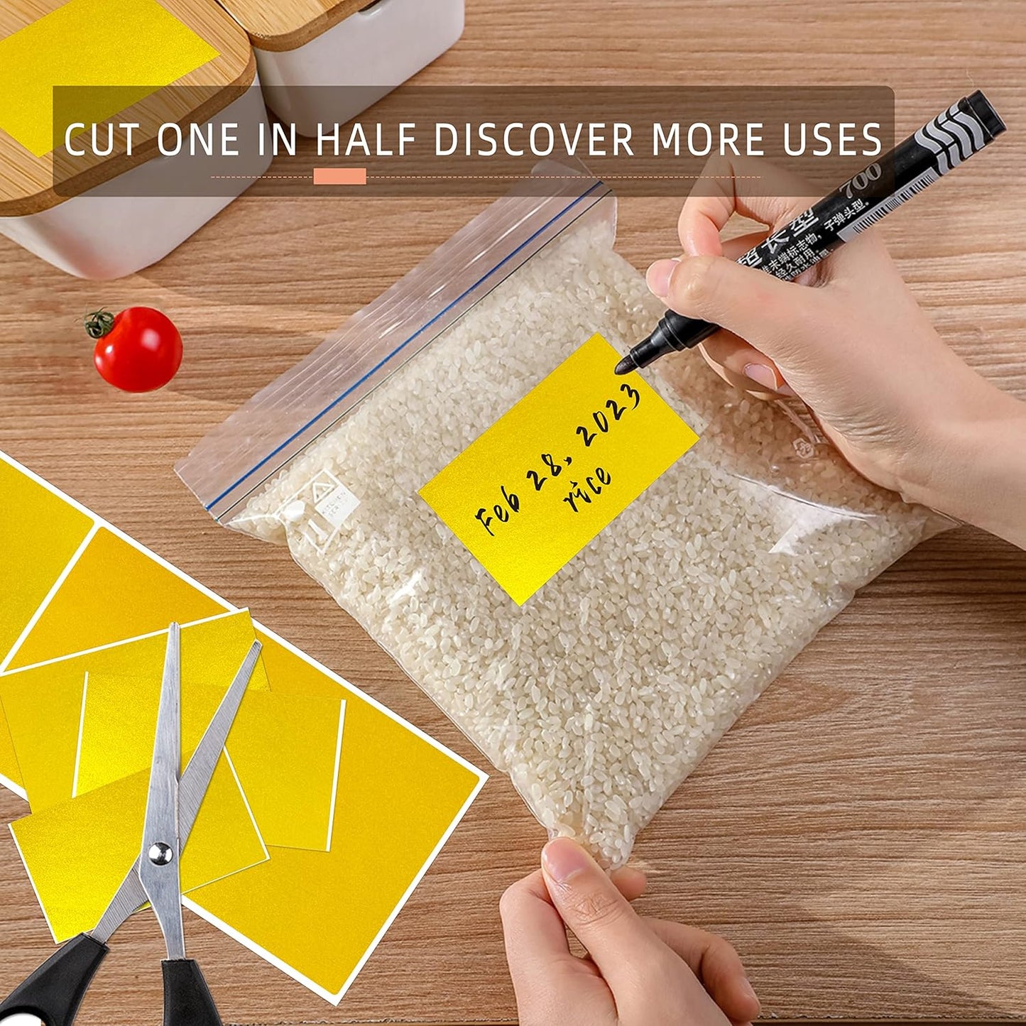 PARLAIM 3" x 5" Inch Rectangle Color Code Stickers,500 per Dispenser Box Roll Label,Adhesive Roll Square Label Stickers for Inventory(Glod)