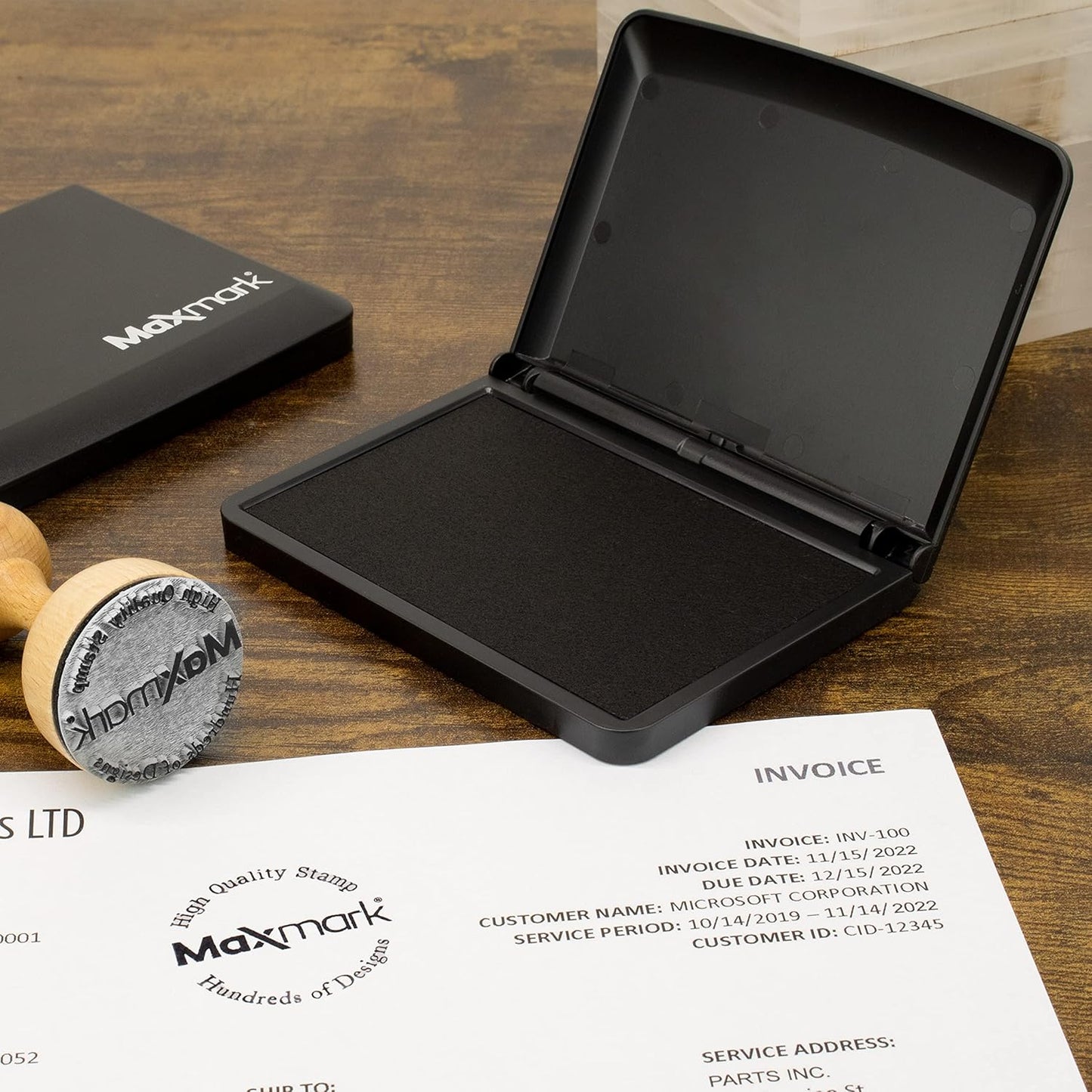 MaxMark Large Red Stamp Pad - 2-3/4" by 4-1/4" - Premium Quality Felt Pad