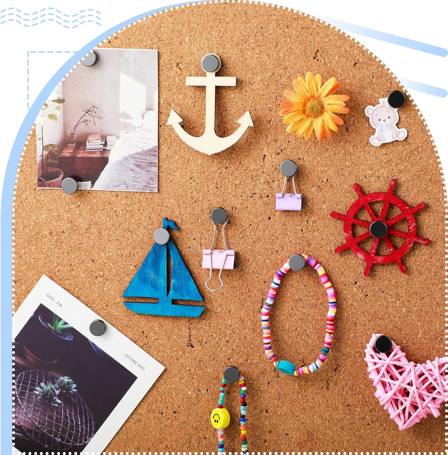 30 Pieces Push Pins, Metal Thumb Tacks for Picture Photo Hanging, Wall Pins for Board Posters Bulletin Maps, Wall Tack for Office Home Decorative (Black)